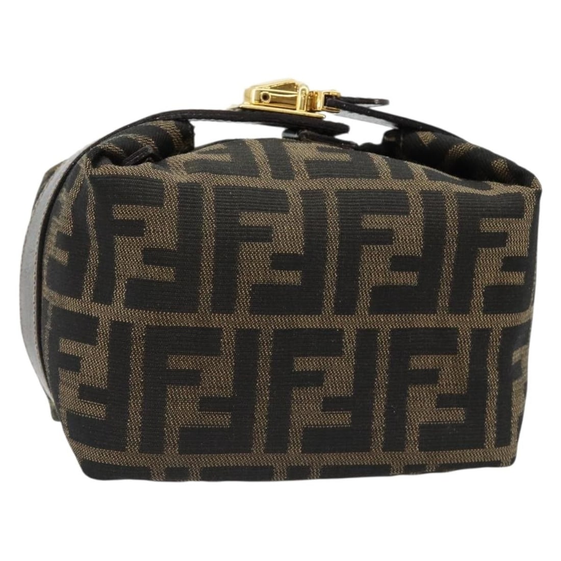 FENDI Zucca Canvas Mini Hand Bag Black Brown Italy: FENDI Zucca Canvas Mini Hand Bag Black Brown Italy Authentic FENDI hand bag in black and brown Zucca canvas. This compact women's pouch-style bag is made in Italy and shows heavy use, including loss o