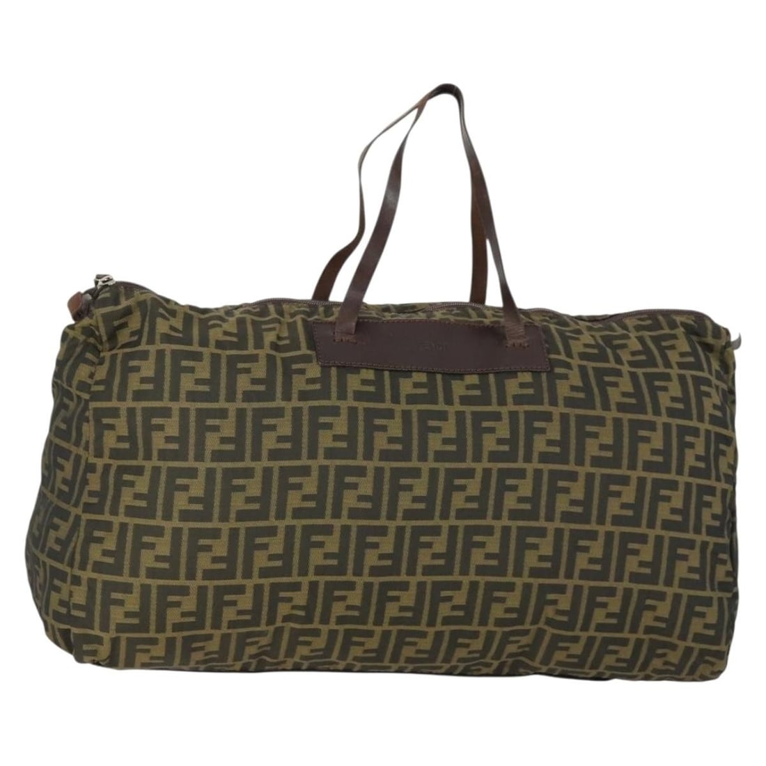 Brown Black Zucca Canvas Boston Bag by Fendi Italy: Brown Black Zucca Canvas Boston Bag by Fendi Italy This is a FENDI Boston bag crafted from signature Zucca canvas in brown and black. The bag is made in Italy and features dual top handles. It shows s