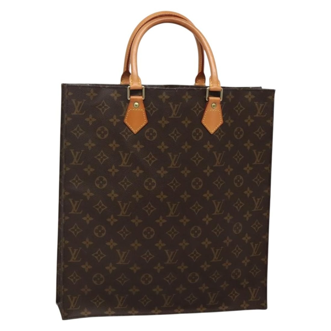 LOUIS VUITTON Monogram Sac Plat Hand Bag M51140 Made in France: LOUIS VUITTON Monogram Sac Plat Hand Bag M51140 Made in France This LOUIS VUITTON Monogram Sac Plat Hand Bag is a timeless accessory crafted from durable Monogram Canvas, showcasing the iconic Louis V