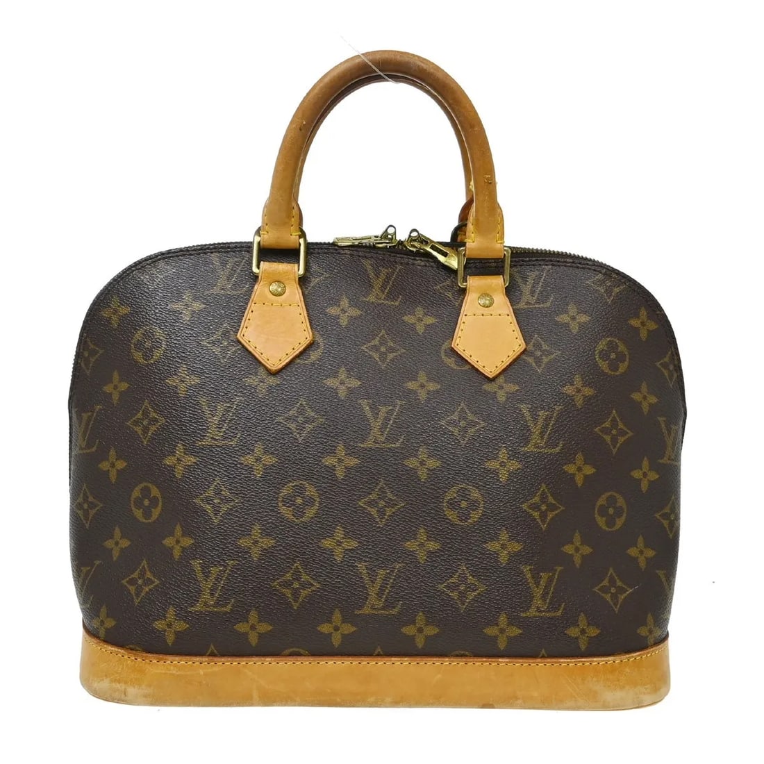 Louis Vuitton Alma Handbag in Brown Monogram Canvas: Louis Vuitton Alma Handbag in Brown Monogram Canvas This Louis Vuitton Alma Handbag features the iconic monogram canvas in a classic brown color. Designed for unisex use, it offers a spacious interior