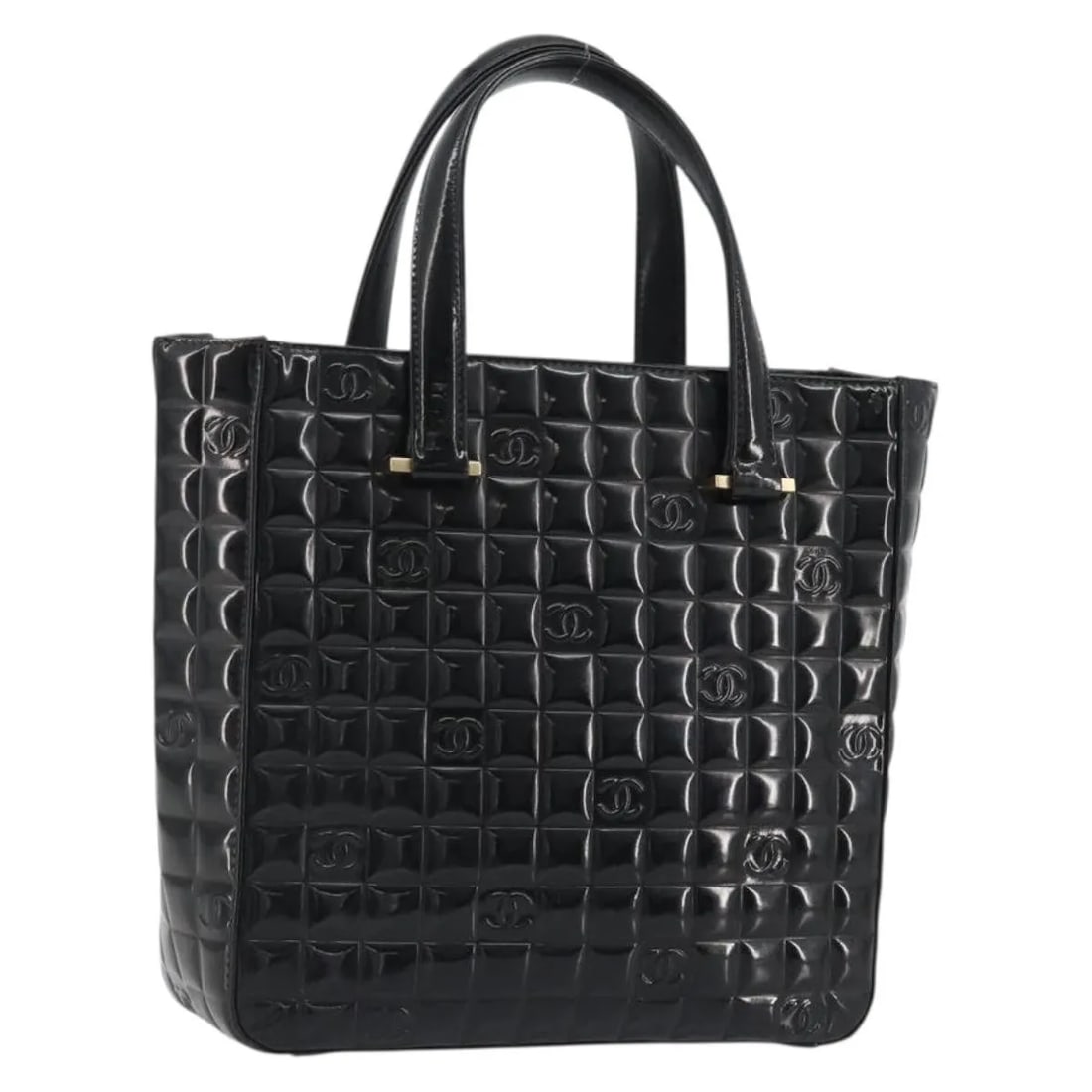 Chanel Chocolate Bar CC Patent Leather Tote Bag Black (1 of 18)