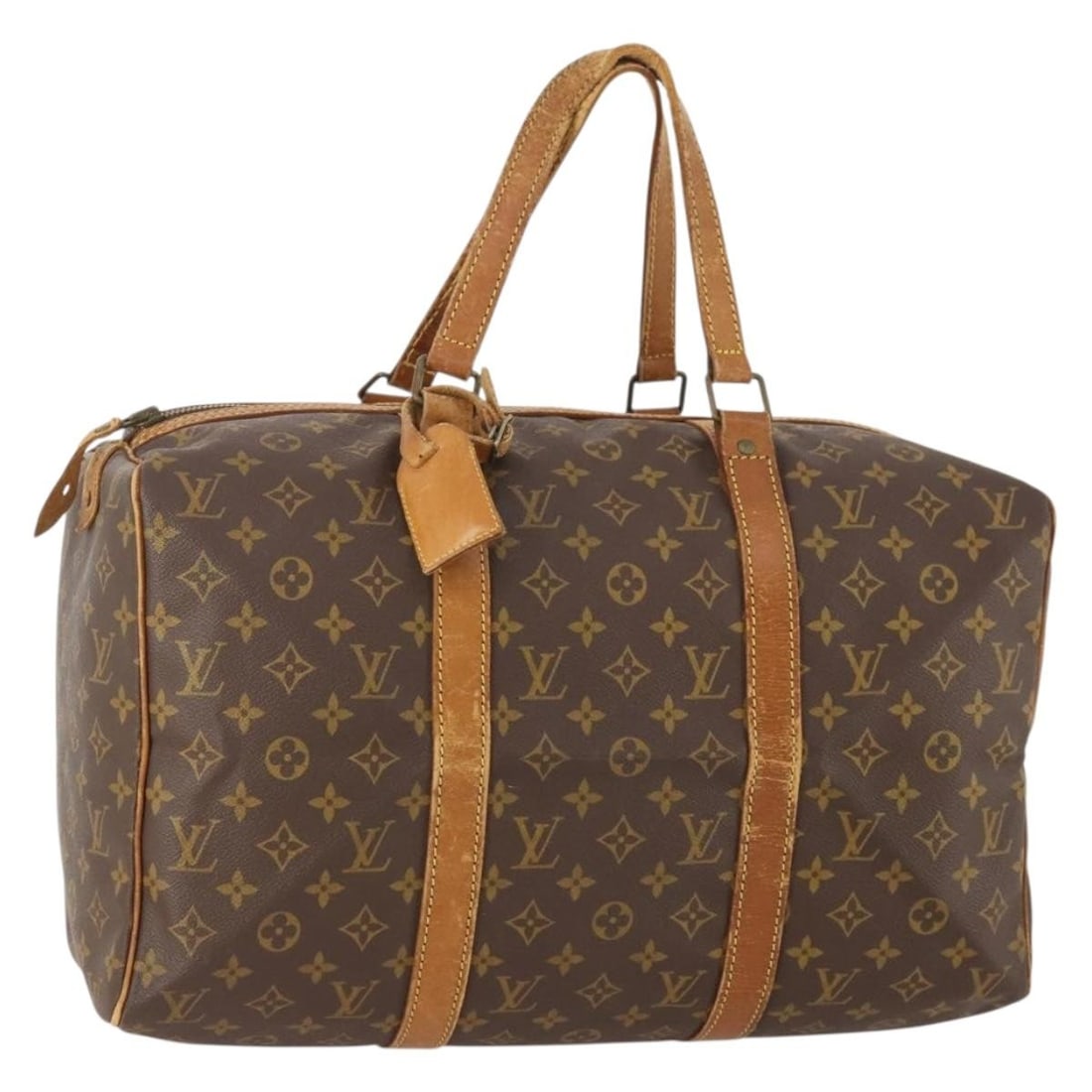 Louis Vuitton Sac Souple 45 Monogram Canvas Boston Bag with Name Tag: Louis Vuitton Sac Souple 45 Monogram Canvas Boston Bag with Name Tag This Louis Vuitton Monogram Sac Souple 45 Boston Bag features the classic Monogram Canvas exterior and is designed for women. The b