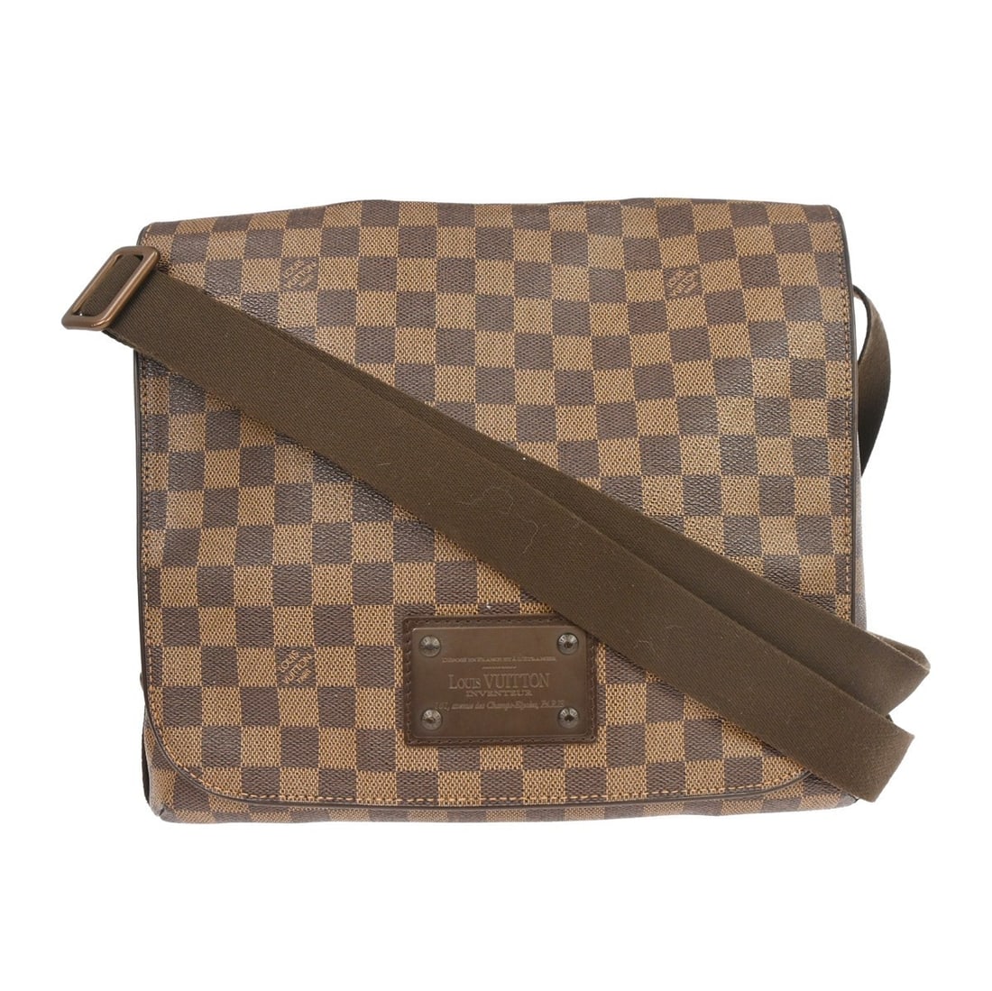 Louis Vuitton Brooklyn MM Damier Canvas Shoulder Bag N51211: Louis Vuitton Brooklyn MM Damier Canvas Shoulder Bag N51211 Vintage Louis Vuitton Brooklyn MM shoulder bag in Damier canvas with leather strap and brown lining. This medium shoulder bag features an Eb
