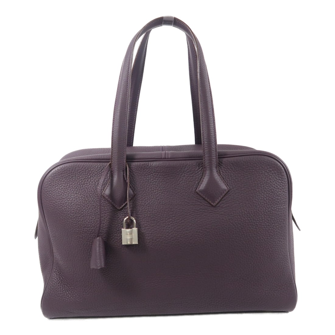 Hermes Victoria 35 Taurillon Clemence Leather Tote Raisin PHW: Hermes Victoria 35 Taurillon Clemence Leather Tote Raisin PHW Hermes Victoria 35 tote bag in raisin taurillon clemence leather with palladium-tone hardware. Made in France, this women's tote features 