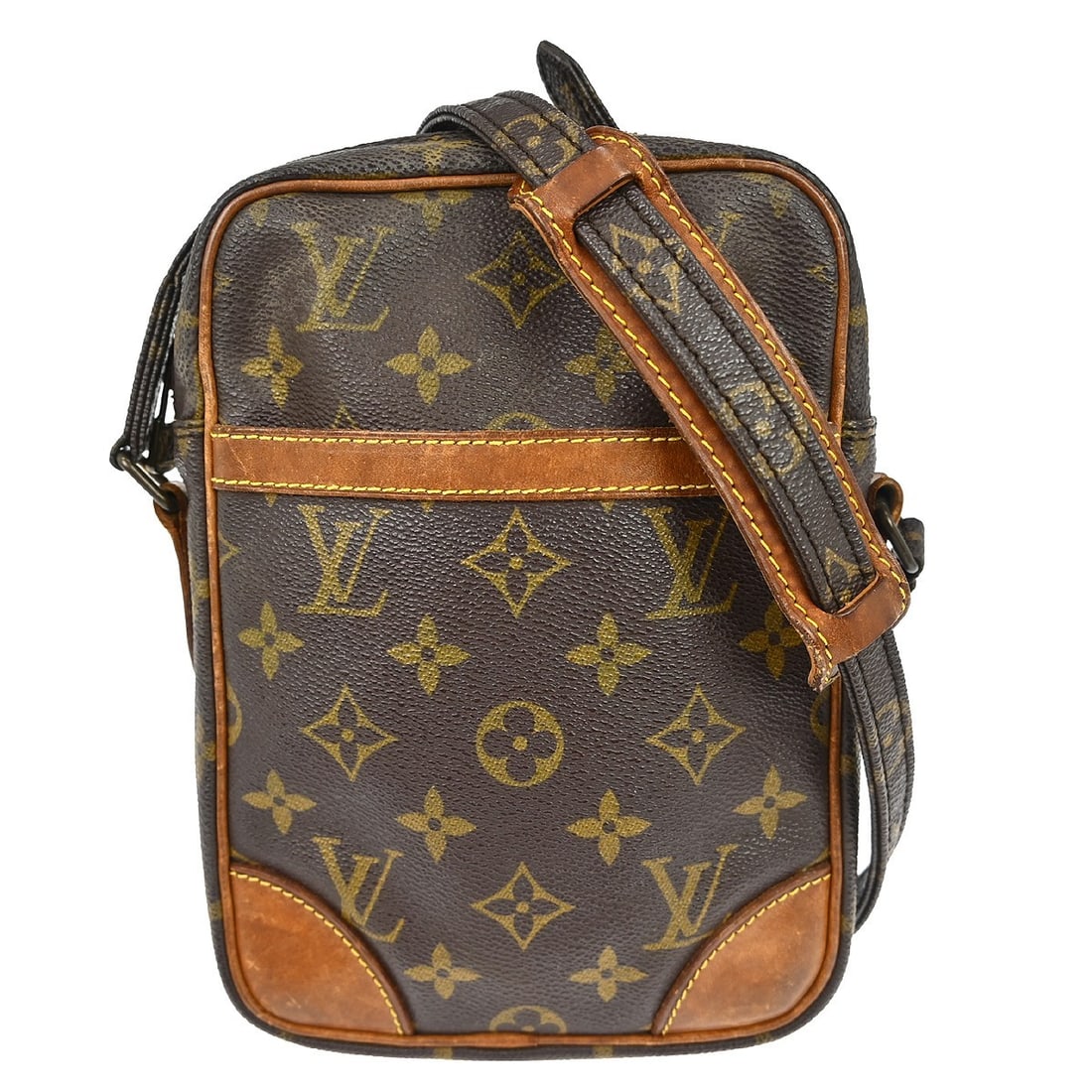 Louis Vuitton Danube vintage crossbody bag in Monogram canvas M45266: Louis Vuitton Danube vintage crossbody bag in Monogram canvas M45266 Vintage Louis Vuitton Danube shoulder bag in brown Monogram canvas and leather with a zip closure and adjustable crossbody strap. T