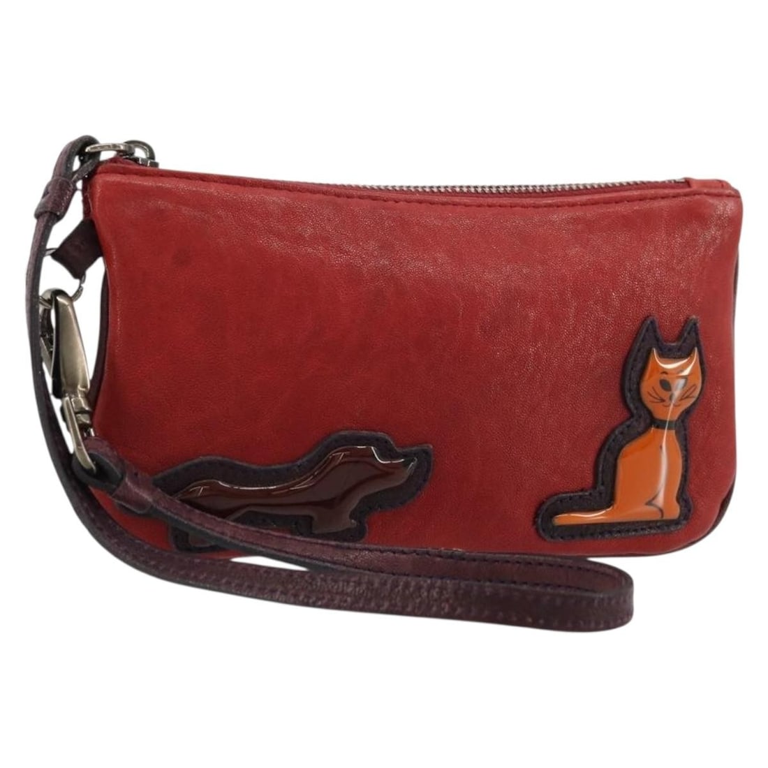 Miu Miu Red Leather Women Hand Pouch Italy: Miu Miu Red Leather Women Hand Pouch Italy This Miu Miu hand pouch is crafted from red leather and designed as a compact handbag. Made in Italy, it features a handle with a drop of approximately 18 cm