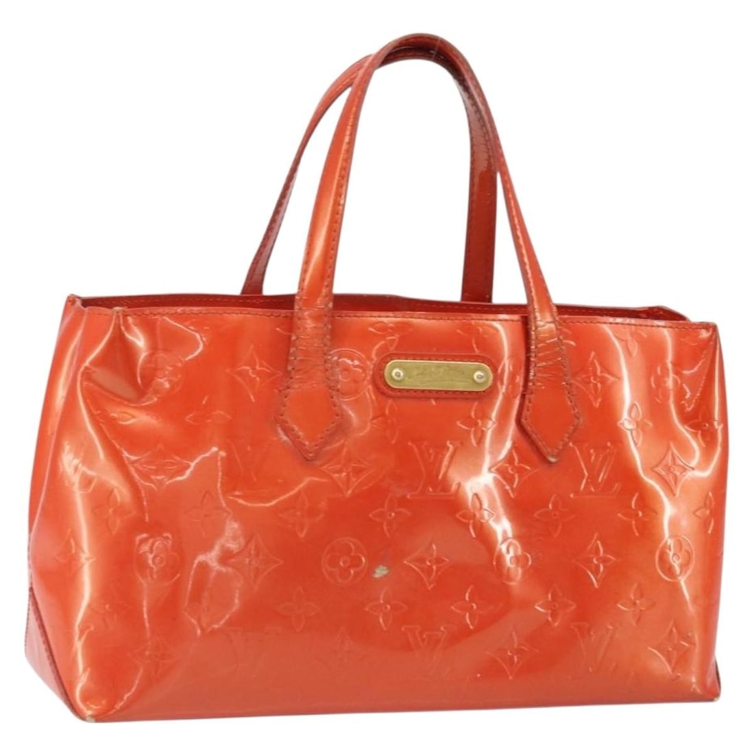 Louis Vuitton Wilshire PM Patent Leather Handbag in Orange Sunset M93644: Louis Vuitton Wilshire PM Patent Leather Handbag in Orange Sunset M93644 This Louis Vuitton Wilshire PM handbag features the Monogram Vernis patent leather in the Orange Sunset color. Made in France, 