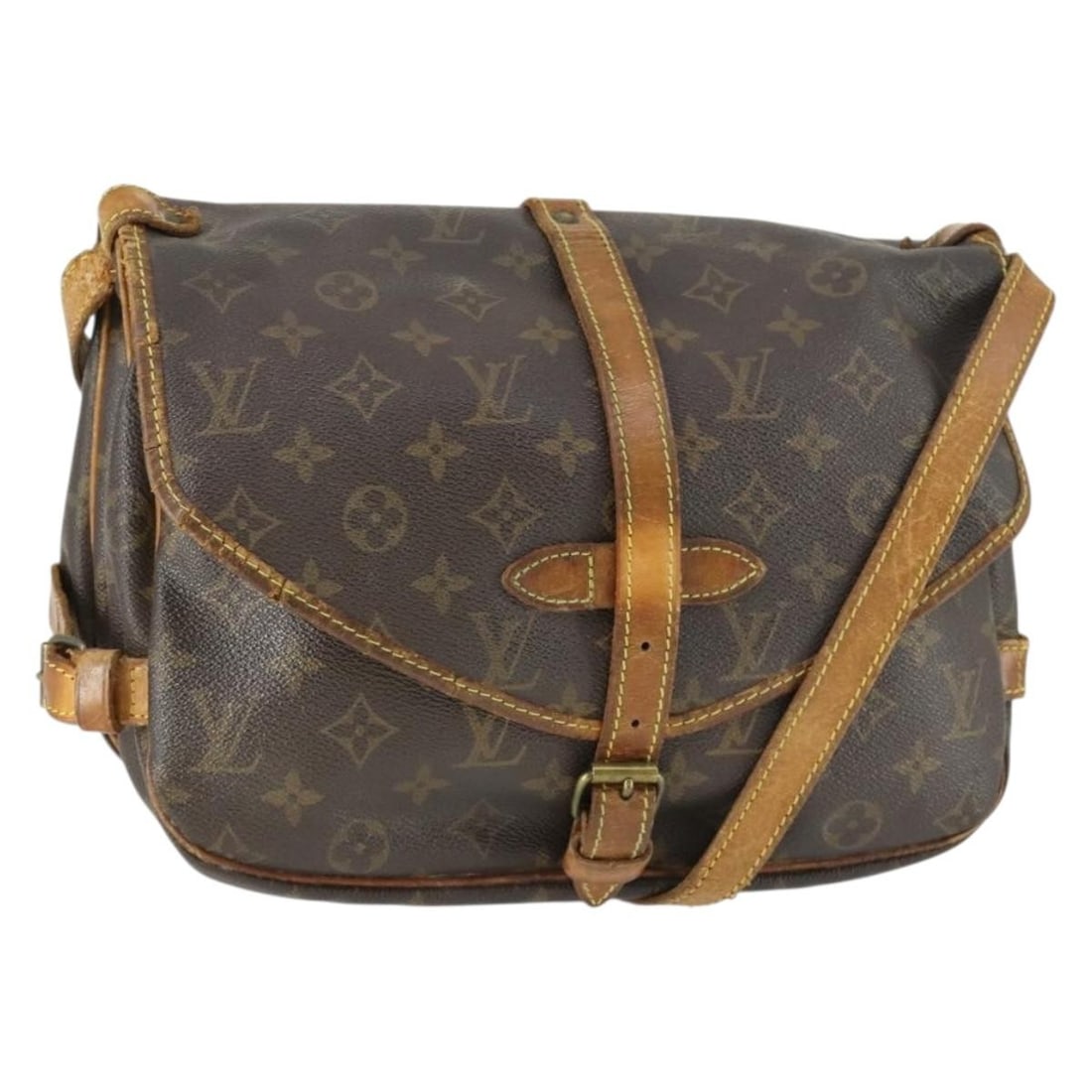 Louis Vuitton Saumur 30 Monogram Canvas Shoulder Bag M42256: Louis Vuitton Saumur 30 Monogram Canvas Shoulder Bag M42256 This Louis Vuitton Monogram Saumur 30 shoulder bag is crafted from signature Monogram Canvas and features an adjustable shoulder strap. The 