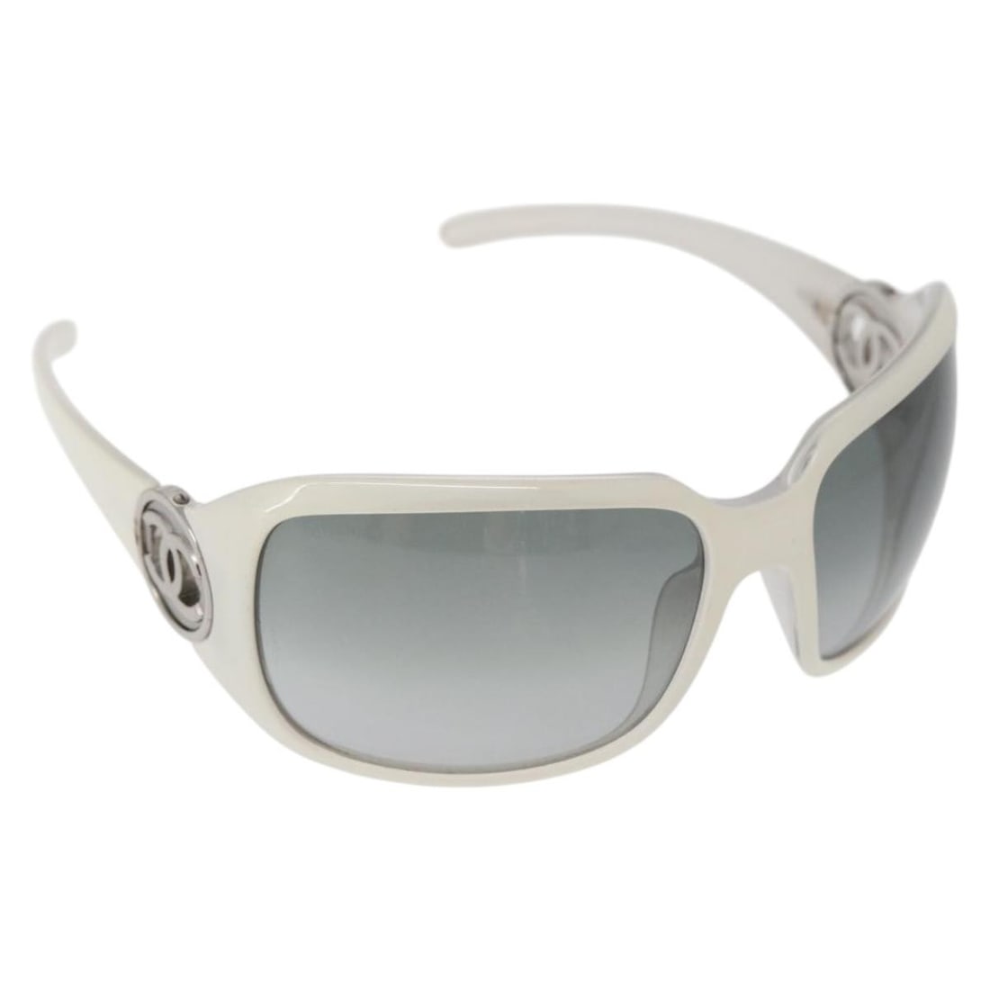 White Plastic CHANEL CC Logo Women's Sunglasses Model 162589 (1 of 12)