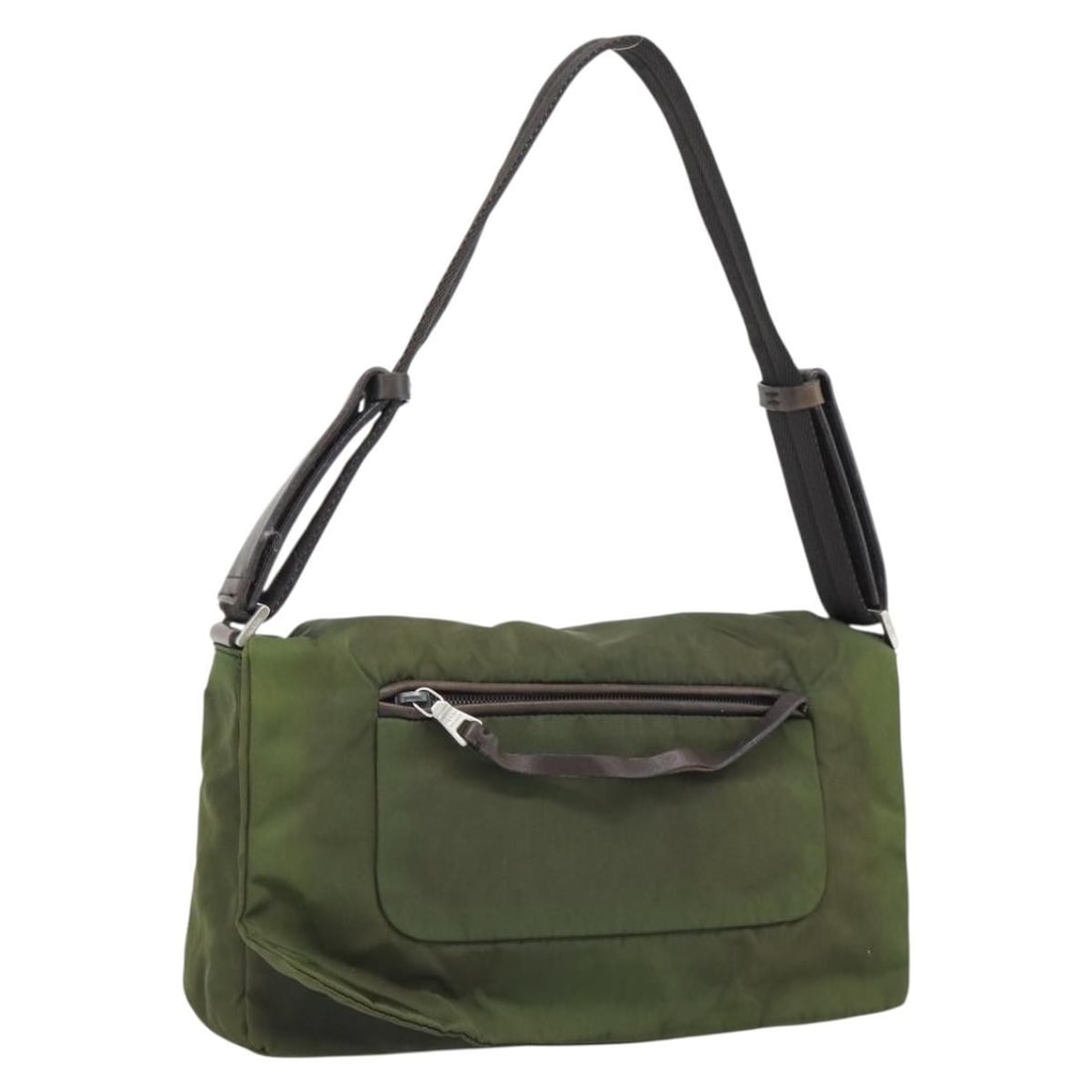 PRADA Khaki Nylon Shoulder Bag Made in Italy: PRADA Khaki Nylon Shoulder Bag Made in Italy Prada shoulder bag in khaki nylon, made in Italy. This women's bag is offered without the original box or dust bag; only the item shown is included. Condit
