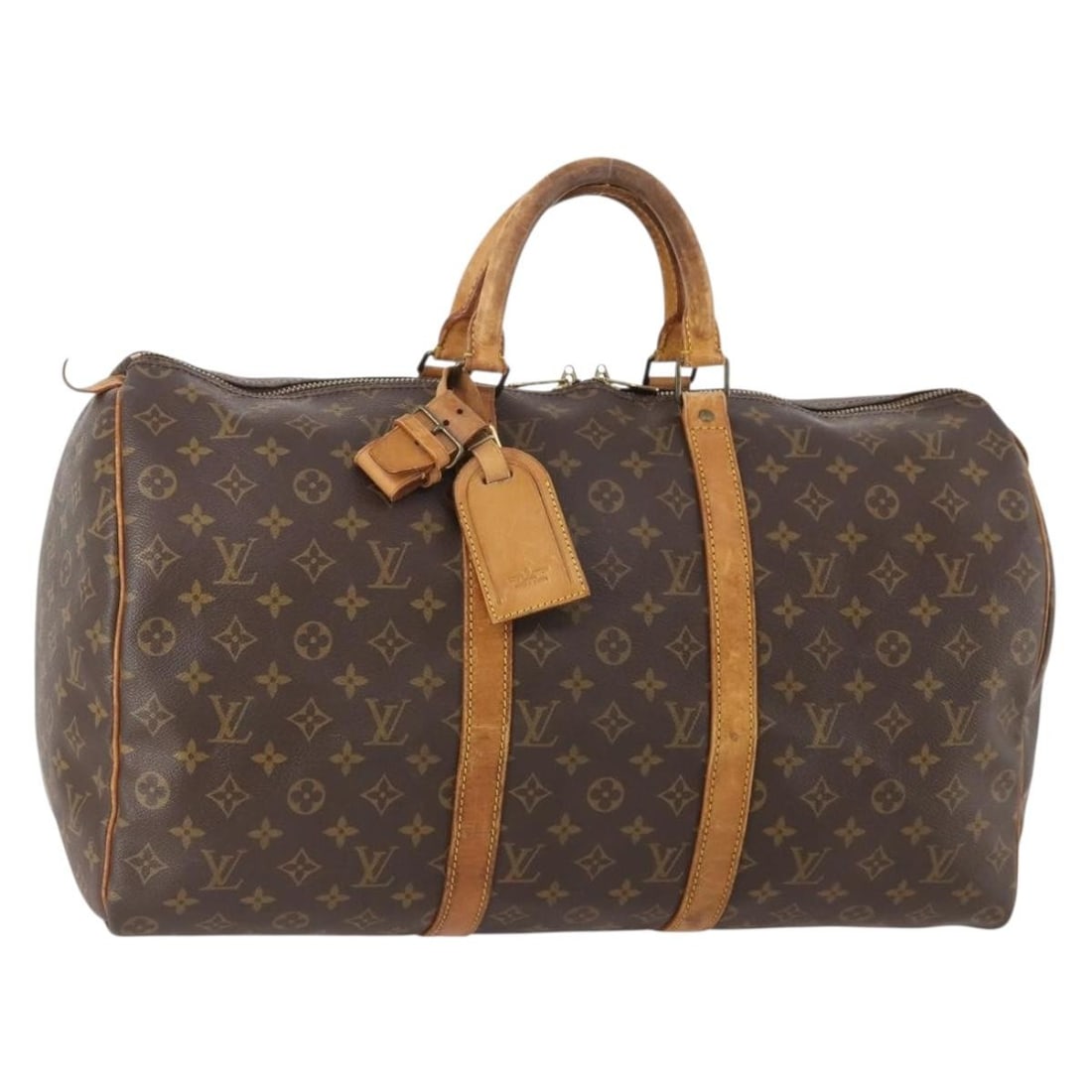 Louis Vuitton M41426 Keepall 50 Monogram Canvas Boston Bag: Louis Vuitton M41426 Keepall 50 Monogram Canvas Boston Bag Louis Vuitton Keepall 50 Boston bag in Monogram canvas, model M41426, made in France. This women's bag includes a name tag and Powanie. Condi