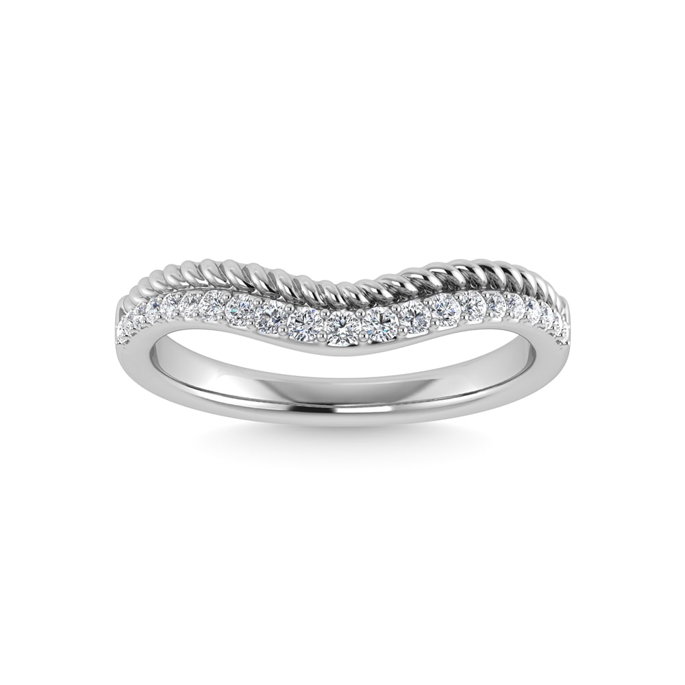 14K White Gold Diamond 1/5 Ct.Tw. Chevron Band: 14K White Gold Diamond 1/5 Ct.Tw. Chevron Band 14k White Gold Stone Color: G-h Stone Clarity: I1 Each ring is presented in standard size 6.5. Complimentary resizing is available between sizes 510 (in 