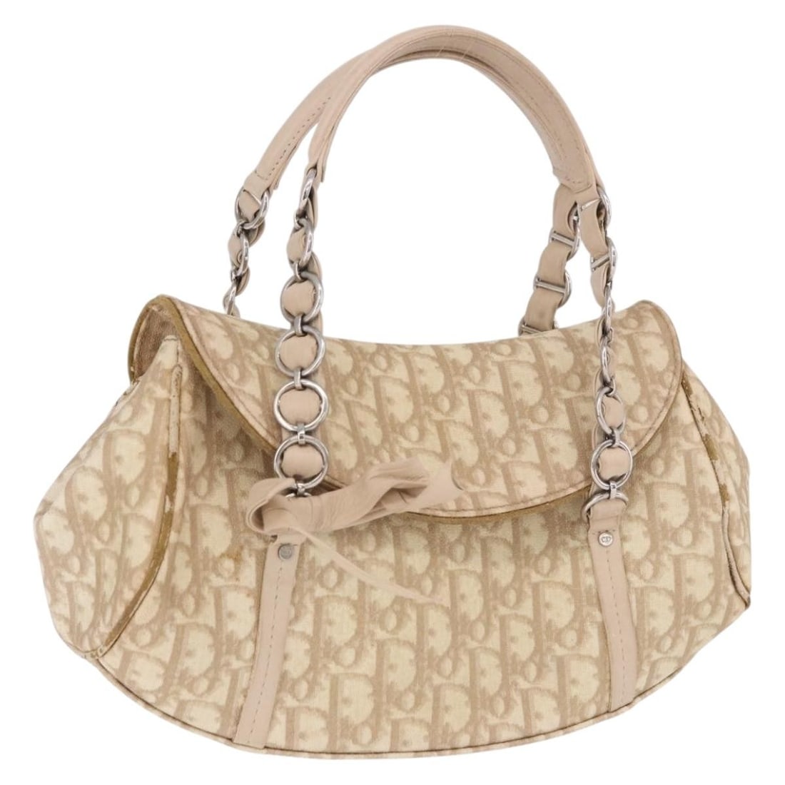 Christian Dior Trotter Chain Handbag Beige PVC Canvas Silver Tone: Christian Dior Trotter Chain Handbag Beige PVC Canvas Silver Tone Christian Dior Trotter canvas chain handbag in beige and silver with PVC leather construction. Made in Italy, this women's handbag is 