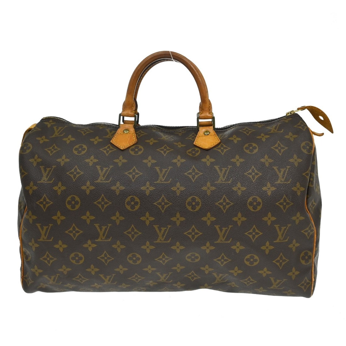 Louis Vuitton Speedy 40 Monogram Canvas Duffle Bag M41522: Louis Vuitton Speedy 40 Monogram Canvas Duffle Bag M41522 Vintage Louis Vuitton Speedy 40 duffle handbag in brown Monogram canvas and leather. This zip-top bag features double handles, one interior po