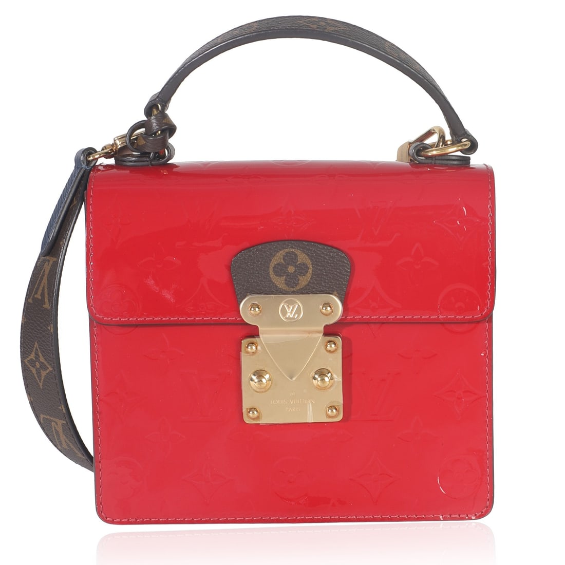 Louis Vuitton Spring Street red patent leather shoulder bag: Louis Vuitton Spring Street red patent leather shoulder bag This Louis Vuitton Spring Street handbag features the signature Scarlet Monogram Vernis Epi design in red patent leather. Crafted in Italy, 