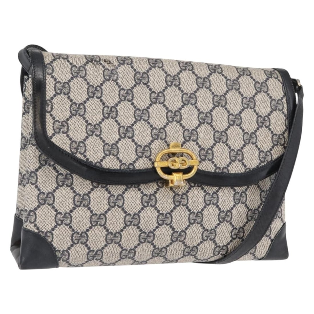 Gucci GG Supreme Navy Gold PVC Shoulder Bag Italy: Gucci GG Supreme Navy Gold PVC Shoulder Bag Italy This GUCCI GG Supreme Shoulder Bag features a navy and gold color scheme and is crafted from PVC leather and GG canvas. Designed for women, it offers 