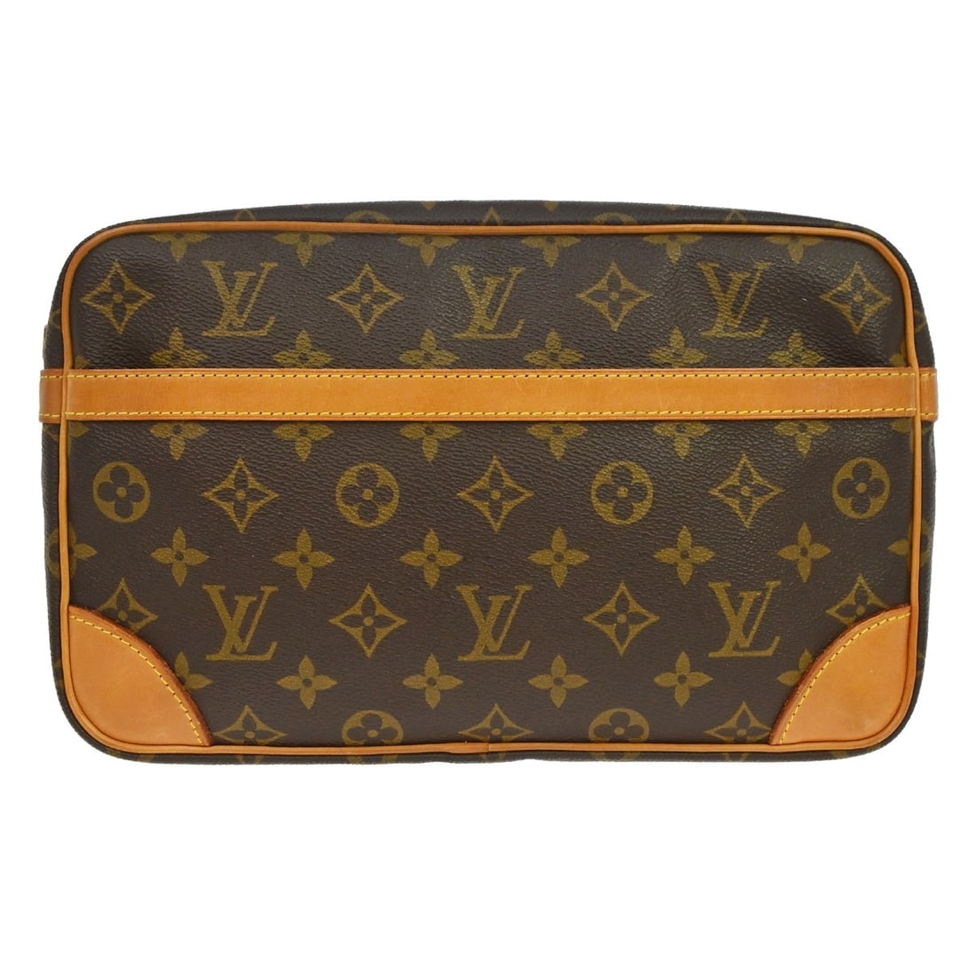 Louis Vuitton Compiegne 28 Monogram Canvas Clutch M51845: Louis Vuitton Compiegne 28 Monogram Canvas Clutch M51845 Vintage Louis Vuitton Compiegne 28 clutch handbag in brown Monogram canvas with leather trim and a zip closure. Made in France, this women's me