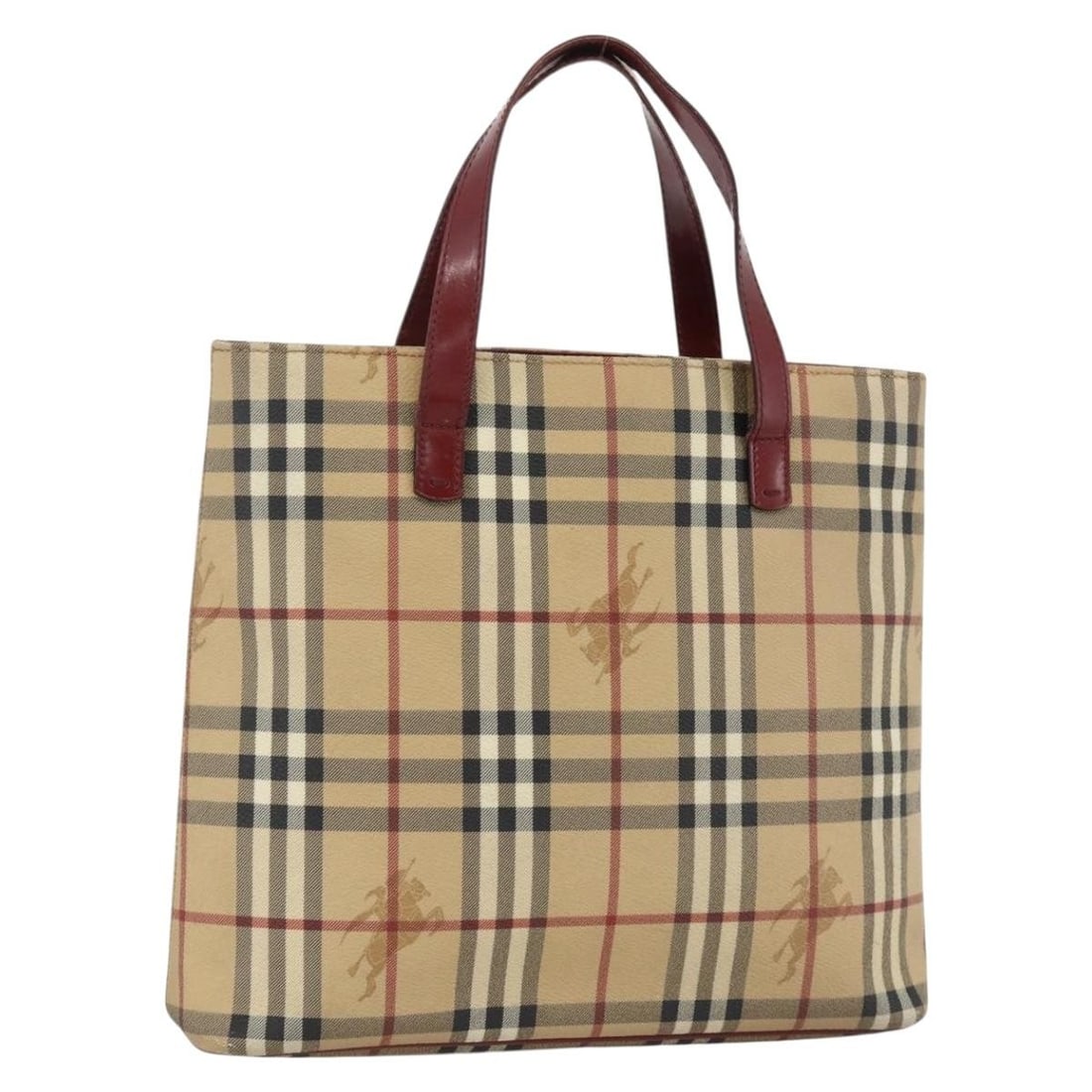 Burberry Nova Check beige silver PVC handbag Italy 11.8in: Burberry Nova Check beige silver PVC handbag Italy 11.8in This Burberry Nova Check hand bag features a beige and silver PVC leather exterior with signature check pattern. The bag is designed for women
