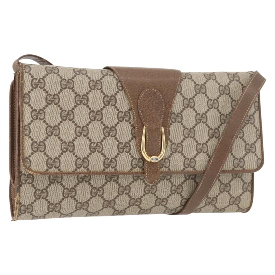 Gucci GG Supreme Beige Gold PVC Shoulder Bag Italy: Gucci GG Supreme Beige Gold PVC Shoulder Bag Italy This GUCCI GG Supreme shoulder bag features a beige and gold exterior crafted from PVC leather and GG canvas. Designed for women, the bag offers a co
