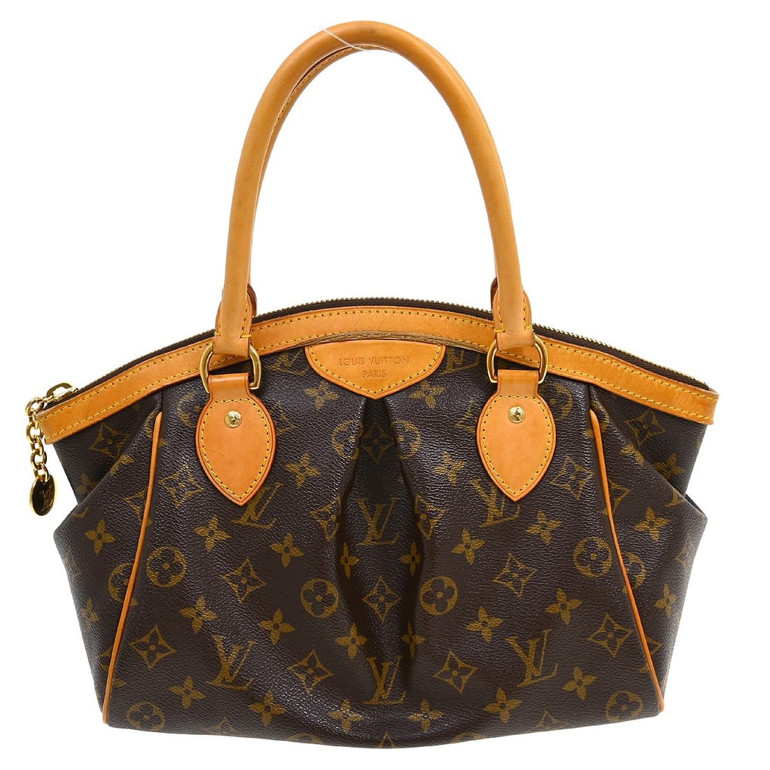 Louis Vuitton Tivoli PM Monogram Canvas Tote Bag M40143: Louis Vuitton Tivoli PM Monogram Canvas Tote Bag M40143 Vintage Louis Vuitton Tivoli PM handbag in brown Monogram canvas with leather trim. This medium tote-style bag features a zip closure, logo acce
