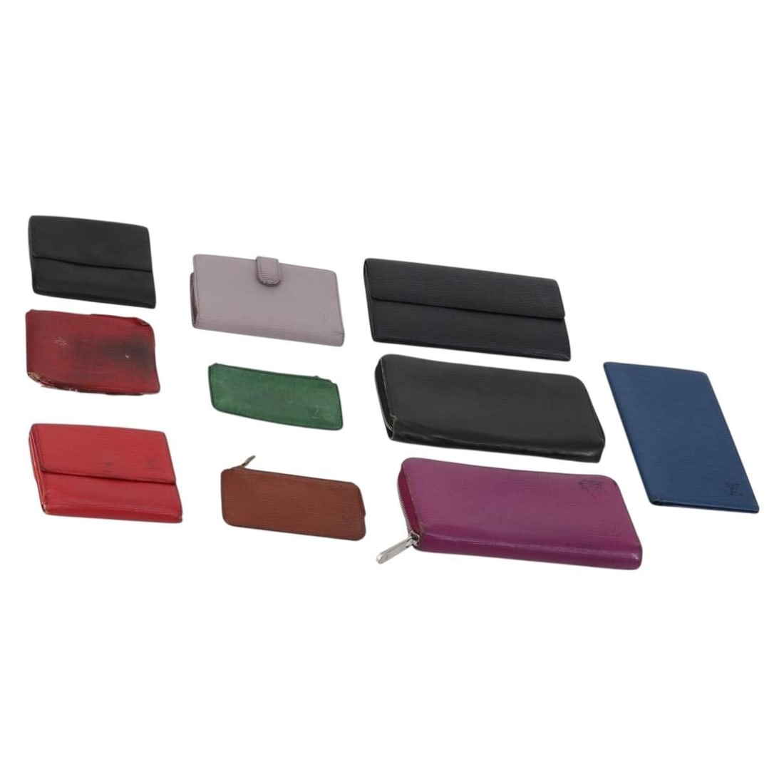 LOUIS VUITTON Monogram Epi Wallet Set Black Red Blue Auth CB130: LOUIS VUITTON Monogram Epi Wallet Set Black Red Blue Auth CB130 This LOUIS VUITTON Monogram Epi Wallet Set features a striking combination of black, red, and blue Epi leather, showcasing the brand's s