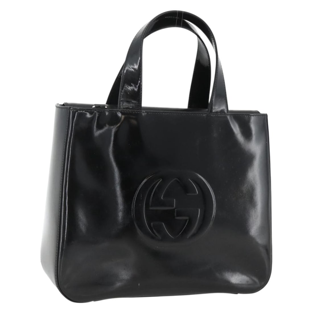 Patent Leather Black Handbag by Gucci Model 000 1013 0504: Patent Leather Black Handbag by Gucci Model 000 1013 0504 This women's handbag features black patent leather with silver-tone accents. It includes a spacious interior and a comfortable handle drop. Th