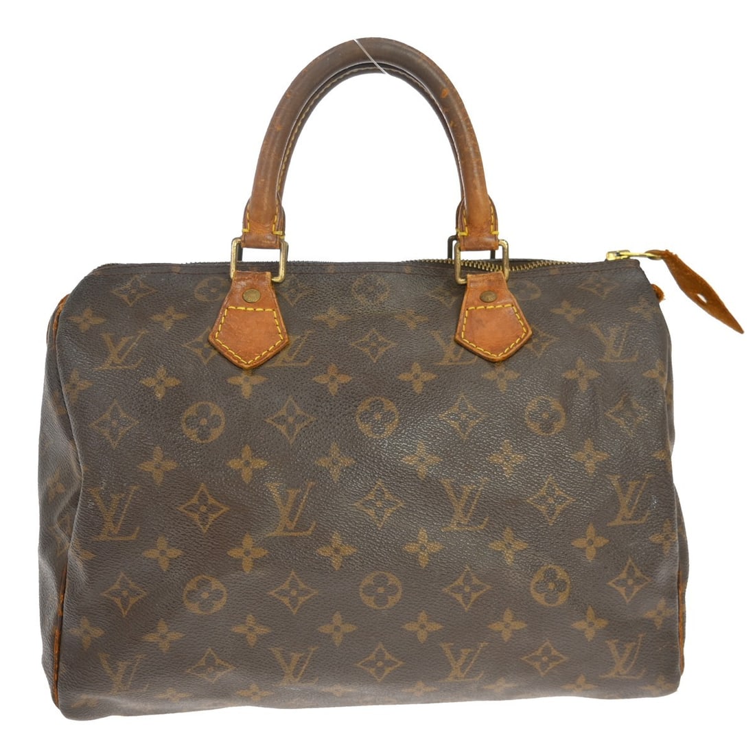 Louis Vuitton Speedy 30 Monogram Canvas Satchel M41526: Louis Vuitton Speedy 30 Monogram Canvas Satchel M41526 Vintage Louis Vuitton Speedy 30 handbag in brown monogram canvas with double leather handles and a zip closure. This satchel-style top handle bag