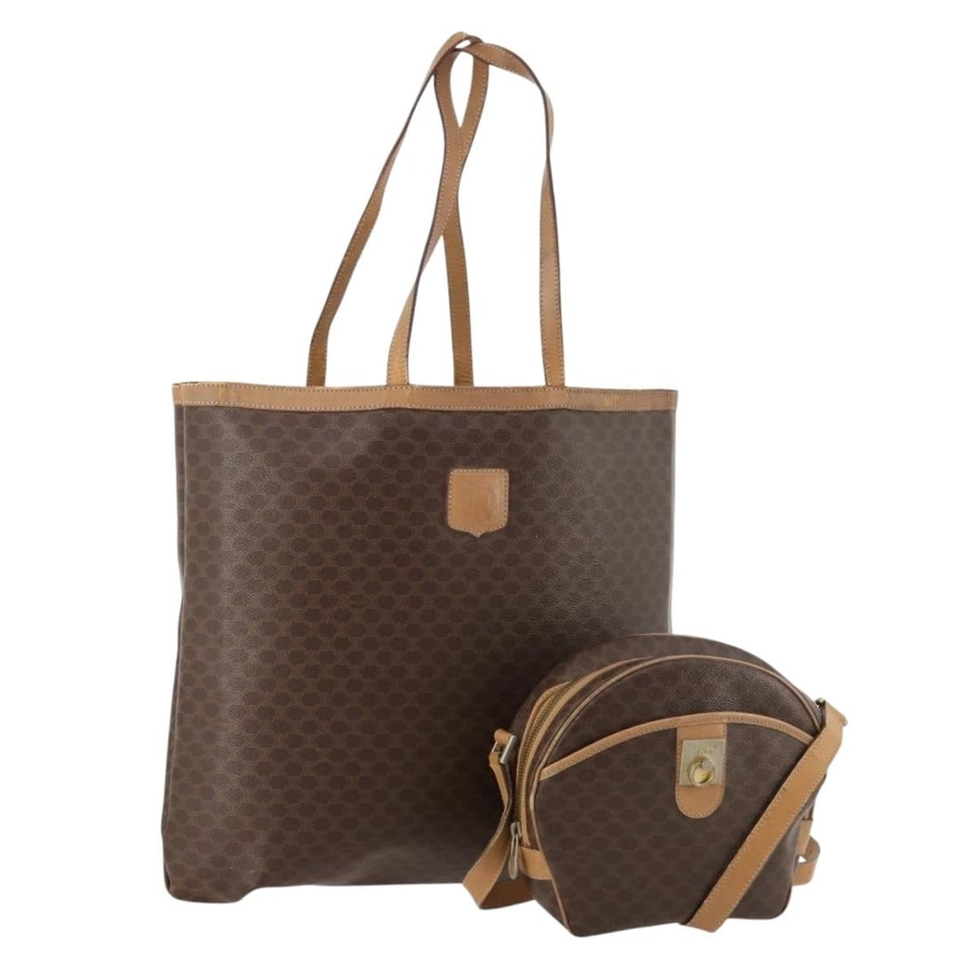 Pair of CELINE Macadam PVC Leather Clutch Bags Brown Black (1 of 17)