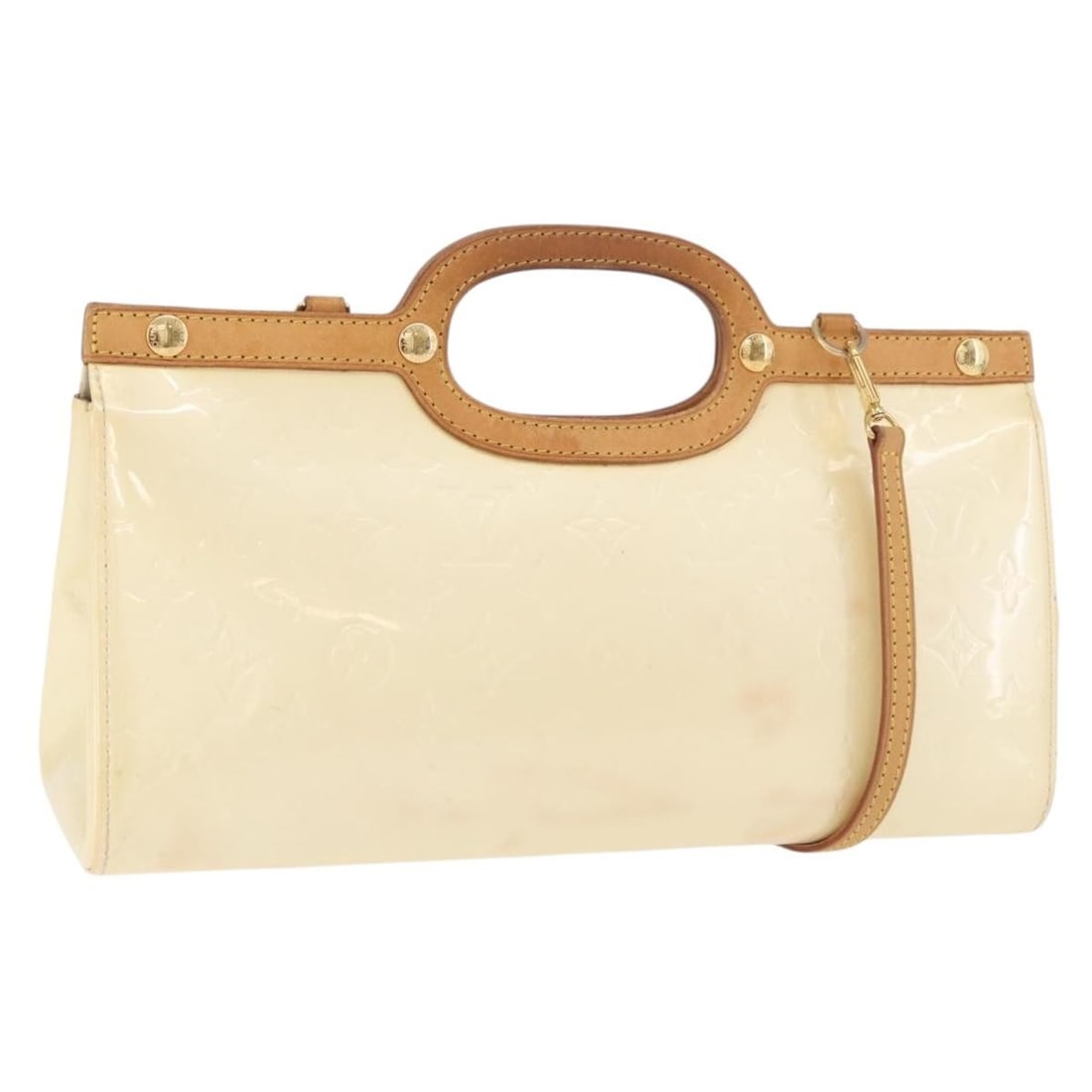Louis Vuitton M91374 Roxbury Drive Vernis patent leather handbag with strap: Louis Vuitton M91374 Roxbury Drive Vernis patent leather handbag with strap Louis Vuitton Roxbury Drive 2-way handbag in Perle Monogram Vernis patent leather. Made in France, this women's bag includes