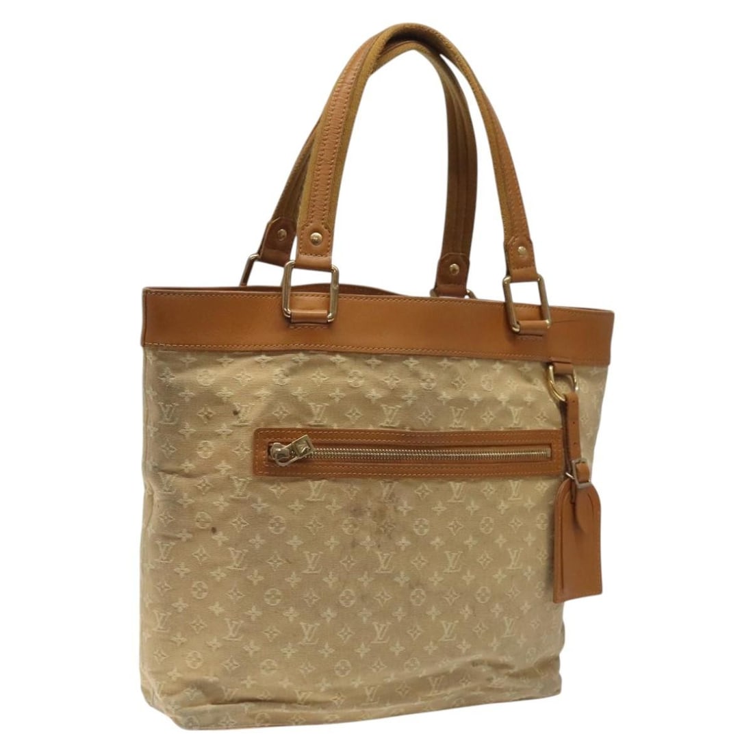 Beige Louis Vuitton M92683 Lucille GM Monogram Mini Canvas Tote: Beige Louis Vuitton M92683 Lucille GM Monogram Mini Canvas Tote Louis Vuitton Monogram Mini Lucille GM tote bag in beige Monogram Mini canvas. This women's tote includes a name tag and was made in Fra
