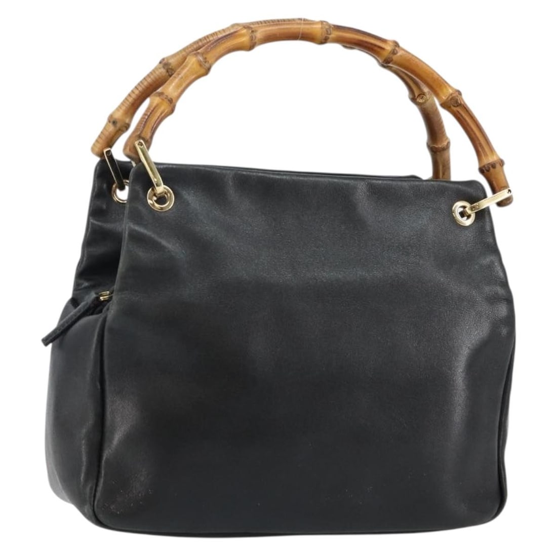 Gucci Bamboo leather black gold handbag 000 2865 0575 Italy: Gucci Bamboo leather black gold handbag 000 2865 0575 Italy This Gucci Bamboo hand bag is crafted from black and gold leather and features a structured silhouette with a distinctive bamboo handle. The