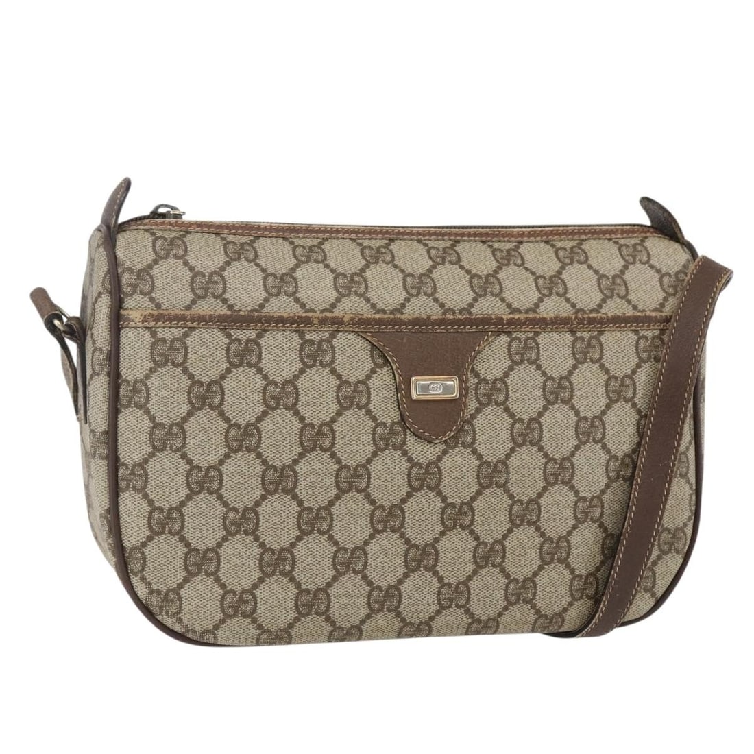 Gucci GG Supreme Beige Gold Shoulder Bag 001 115 6106: Gucci GG Supreme Beige Gold Shoulder Bag 001 115 6106 This GUCCI GG Supreme shoulder bag features a beige and gold color scheme and is crafted from PVC leather and GG canvas. Made in Italy, the bag is