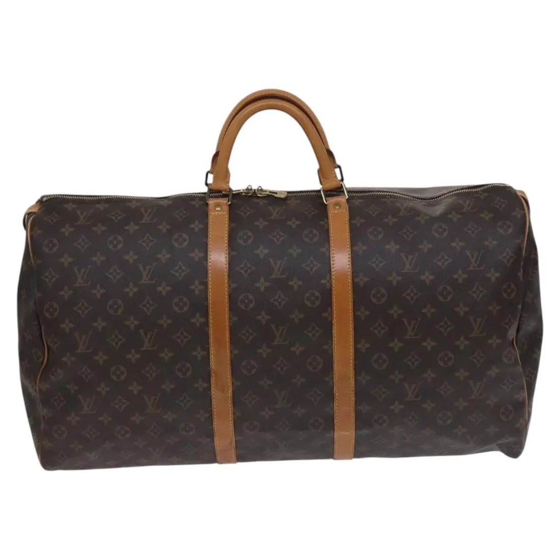 Louis Vuitton Keepall Monogram Brown Canvas Travel Bag 60cm: Louis Vuitton Keepall Monogram Brown Canvas Travel Bag 60cm This Louis Vuitton Keepall Bag features the iconic monogram canvas in brown and is designed for unisex use. Crafted in France, it is spaciou