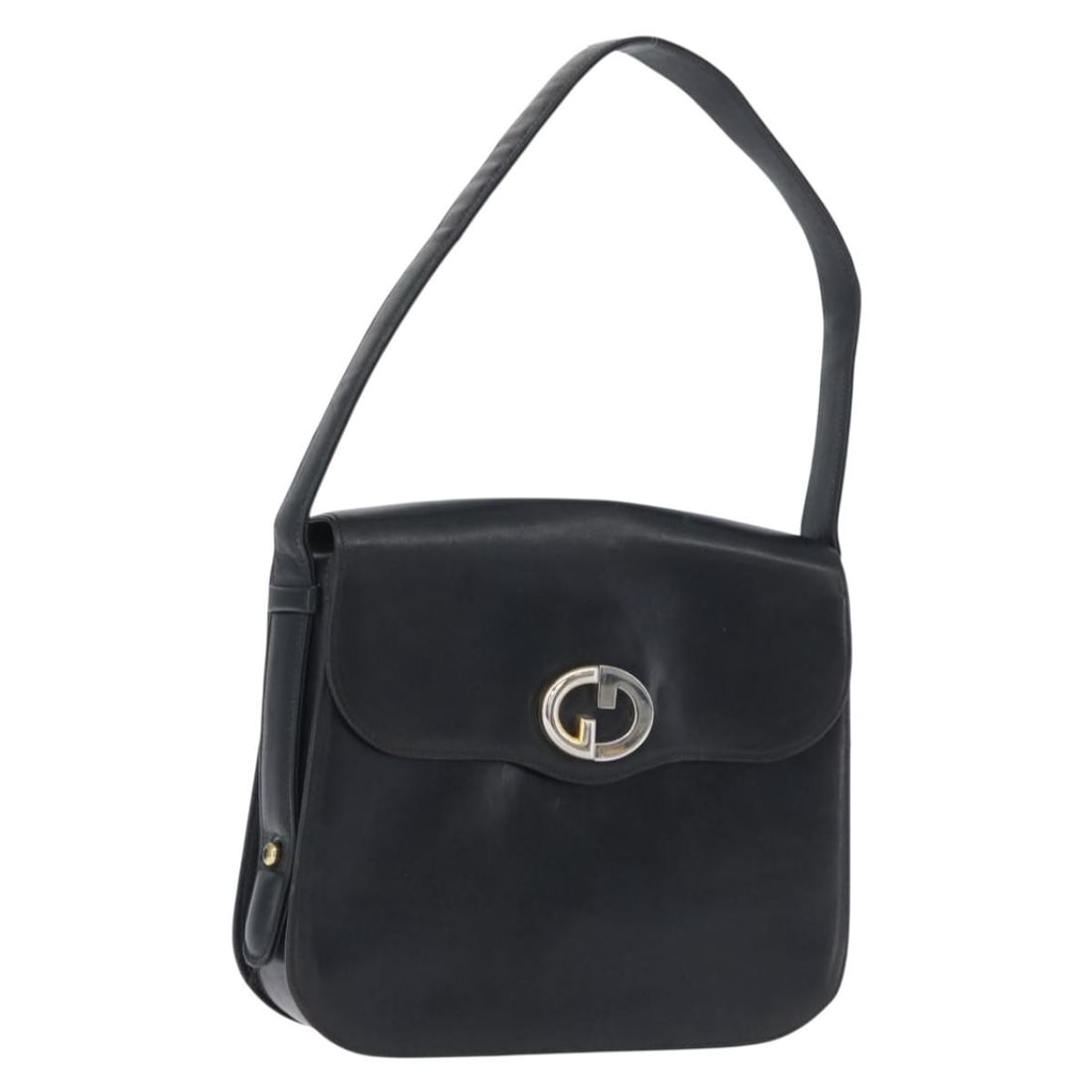 Gucci Leather Shoulder Purse Navy with Gold Tone Hardware: Gucci Leather Shoulder Purse Navy with Gold Tone Hardware Authentic Gucci shoulder bag in navy leather with gold-tone accents. This women's bag was made in Italy and features a compact shoulder silhou