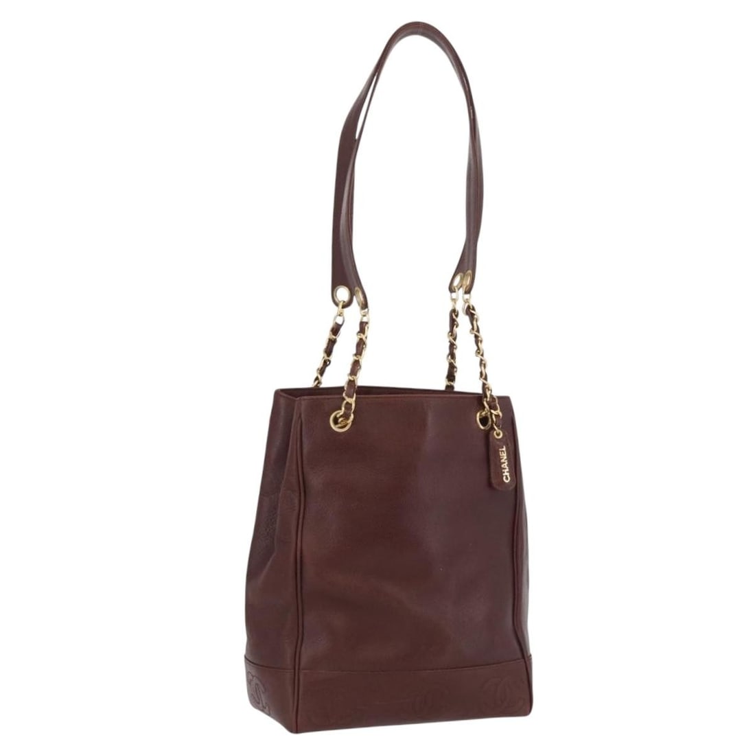 CHANEL Caviar Skin Shoulder Bag Brown with Gold CC: CHANEL Caviar Skin Shoulder Bag Brown with Gold CC Chanel shoulder bag in brown caviar skin with gold-tone CC detailing. This women's bag is made in Italy and includes only the item shown, with no box