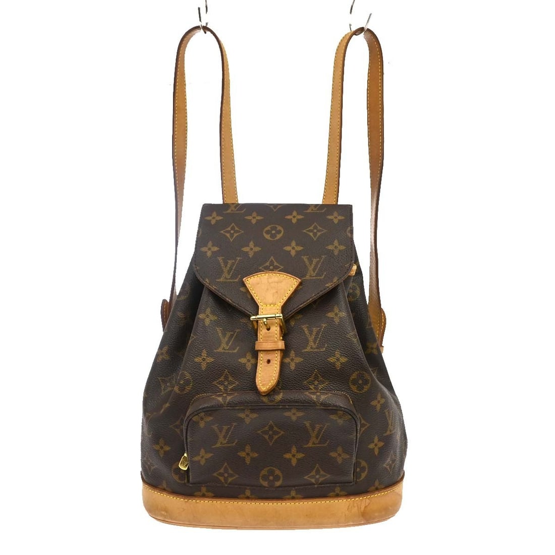 Louis Vuitton Montsouris MM Monogram Canvas Backpack M51136: Louis Vuitton Montsouris MM Monogram Canvas Backpack M51136 Vintage Louis Vuitton Montsouris MM backpack bag in brown Monogram canvas with leather trim. This medium backpack features a flap buckle and