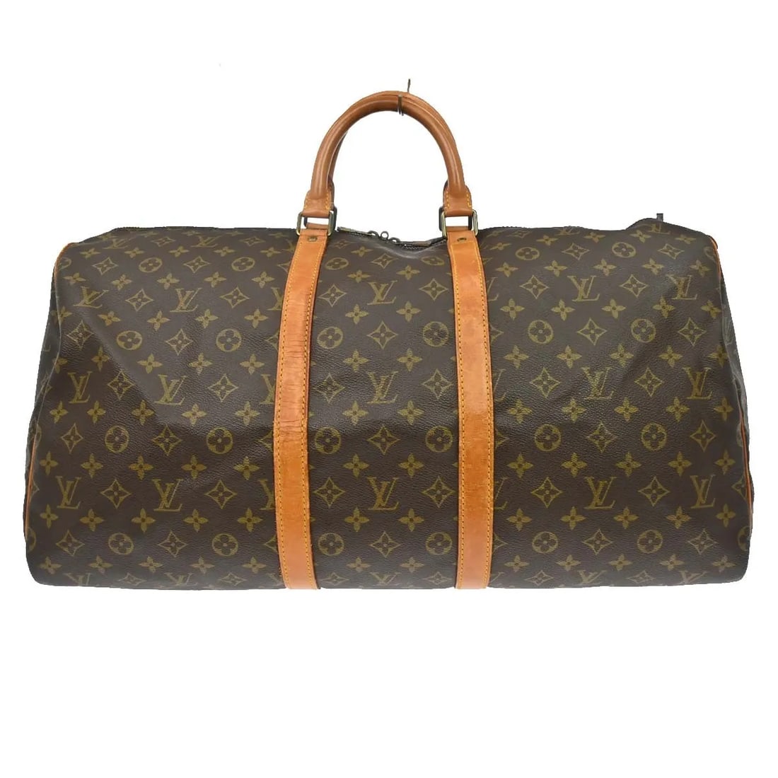 Louis Vuitton Keepall Unisex Brown Canvas Travel Bag: Louis Vuitton Keepall Unisex Brown Canvas Travel Bag Vintage Louis Vuitton Keepall in brown monogram canvas with leather trim. This unisex travel bag is presented in good condition with visible overal