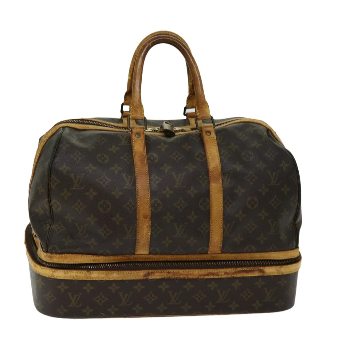Louis Vuitton M41444 Sac Sports Monogram Canvas Boston Bag: Louis Vuitton M41444 Sac Sports Monogram Canvas Boston Bag Louis Vuitton Monogram Sac Sports Boston Bag in monogram canvas. This women's bag includes a padlock and is made in France. Condition is heav