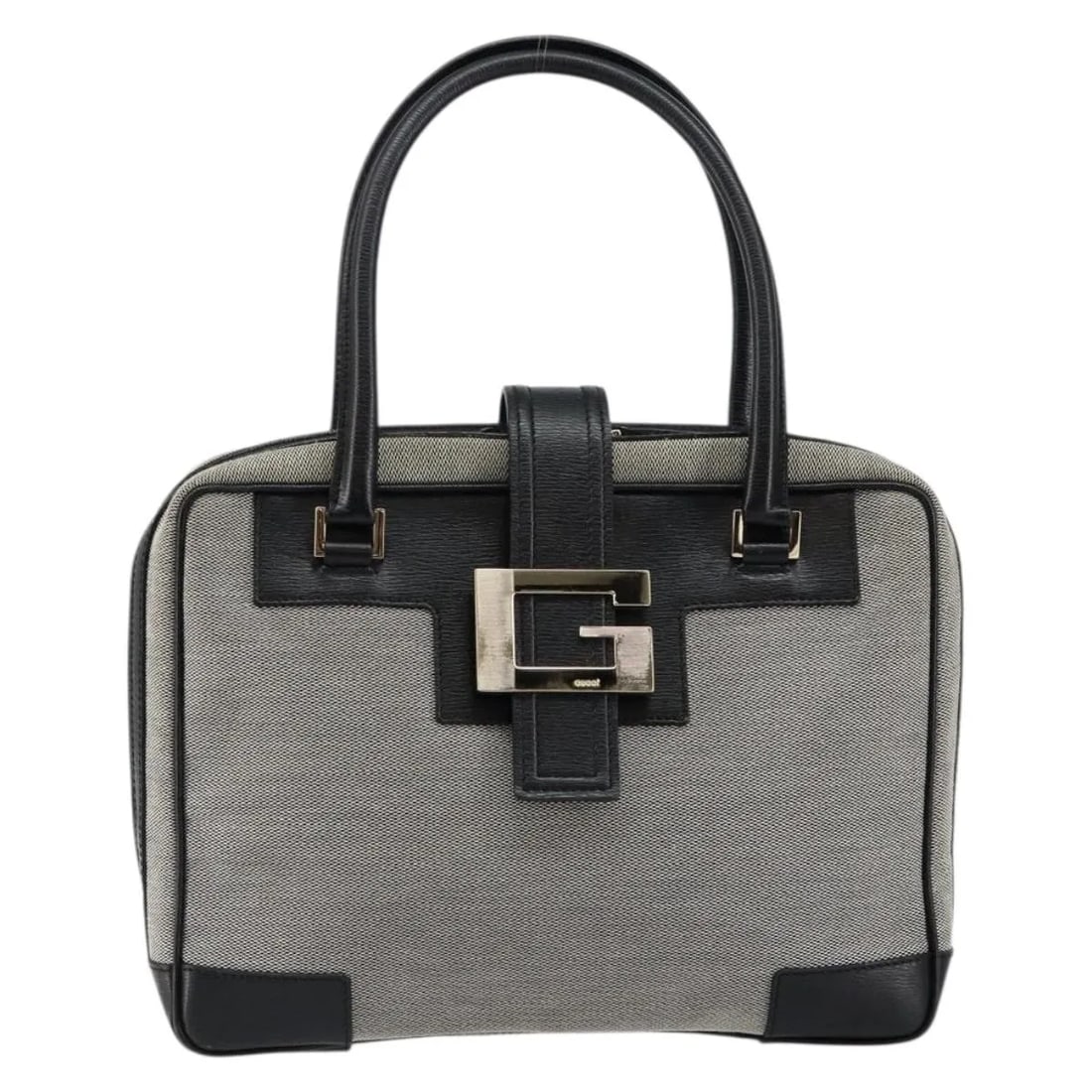Gucci Vintage square G Gray Canvas Handbag Made in Italy: Gucci Vintage square G Gray Canvas Handbag Made in Italy This Gucci Vintage square G handbag is crafted from gray canvas and designed for women. The bag features a spacious interior and is made in Ita