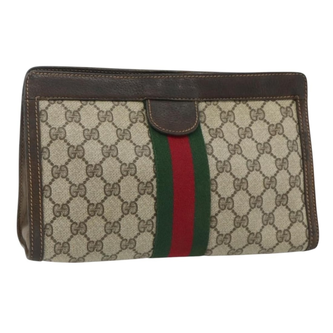 Gucci Sherry Line GG Supreme Beige PVC Clutch Bag (1 of 16)
