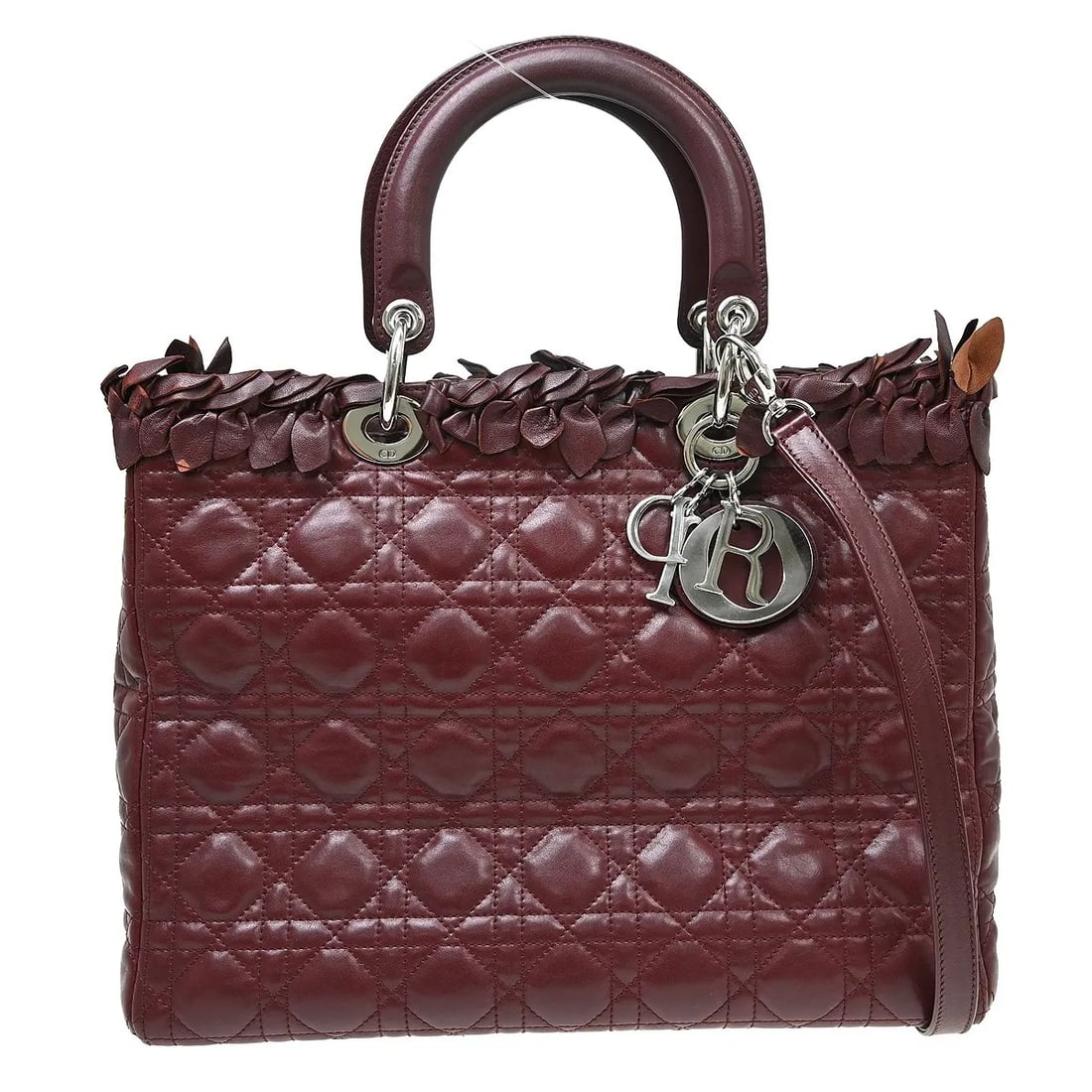 Christian Dior Lady Dior burgundy leather quilted handbag (1 of 7)