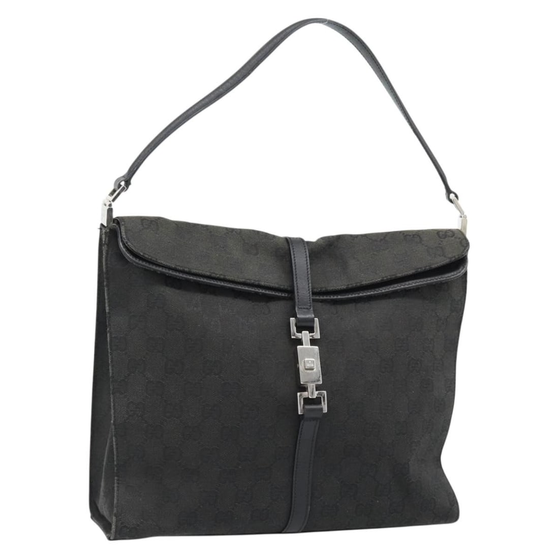 Gucci 001 3355 Jackie GG Canvas Shoulder Bag Black Silver: Gucci 001 3355 Jackie GG Canvas Shoulder Bag Black Silver Gucci Jackie shoulder bag in black and silver GG canvas, made in Italy. This women's bag features the 001 3355 product line and a shoulder str