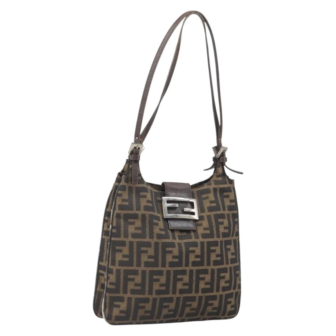 Fendi Mamma Baguette Zucca Canvas Black Brown Women's Shoulder Bag: Fendi Mamma Baguette Zucca Canvas Black Brown Women's Shoulder Bag This FENDI Zucca Canvas Mamma Baguette shoulder bag features the iconic black and brown Zucca canvas exterior. Designed for women, it