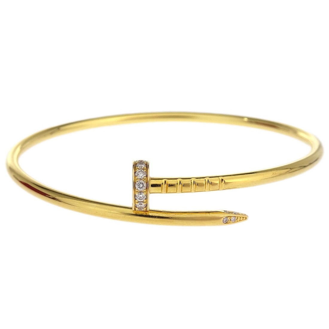 Cartier Juste Un Clou Diamond Bangle Bracelet Au750 Size 15: Cartier Juste Un Clou Diamond Bangle Bracelet Au750 Size 15 Cartier Juste Un Clou small bracelet in yellow gold with diamond accents. This bangle-style bracelet is crafted in Au750 and features the RN
