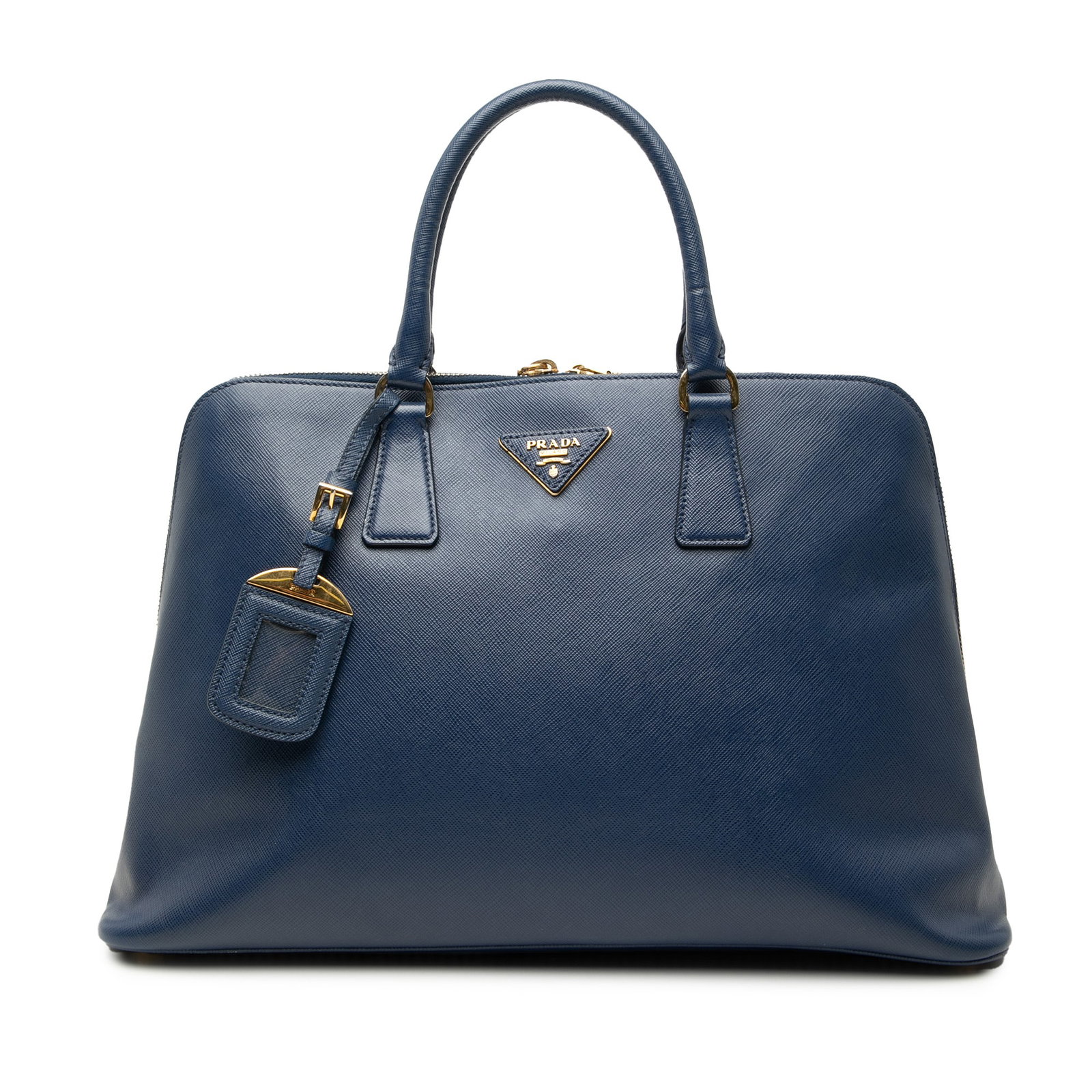 Prada blue saffiano leather promenade satchel large: Prada blue saffiano leather promenade satchel large This Prada Large Saffiano Lux Promenade Satchel is crafted from durable saffiano leather in blue and features rolled leather handles and a two-way z