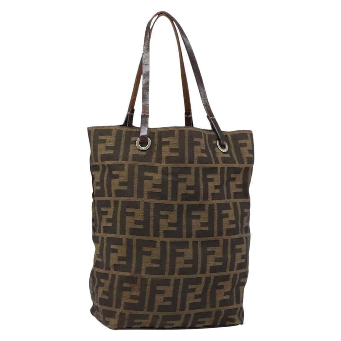 FENDI Zucca Canvas Black Brown Handbag Italy Auth BA7544: FENDI Zucca Canvas Black Brown Handbag Italy Auth BA7544 This FENDI Zucca Canvas handbag features the iconic black and brown monogram design and is crafted in Italy. The bag is designed for women and 