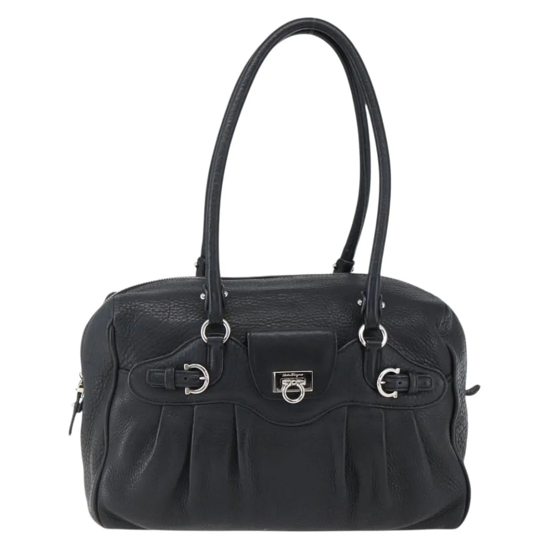Salvatore Ferragamo Gancini Buckle black leather shoulder bag (1 of 18)