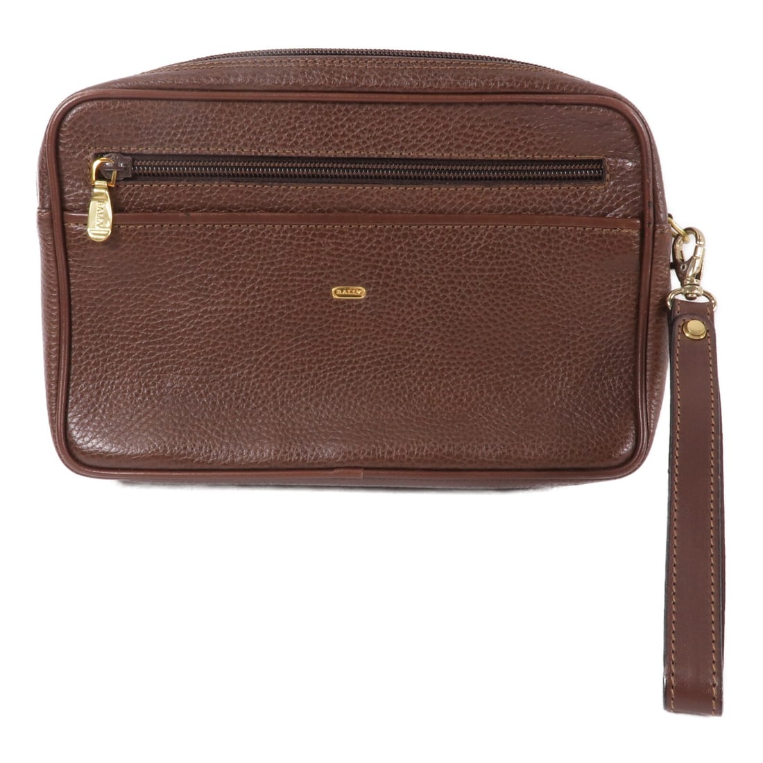 BALLY Brown Calfskin Clutch Bag GHW: BALLY Brown Calfskin Clutch Bag GHW This Bally clutch bag is crafted from brown calfskin leather and features gold-tone hardware. Designed for women, it has a compact silhouette with a regular size ty