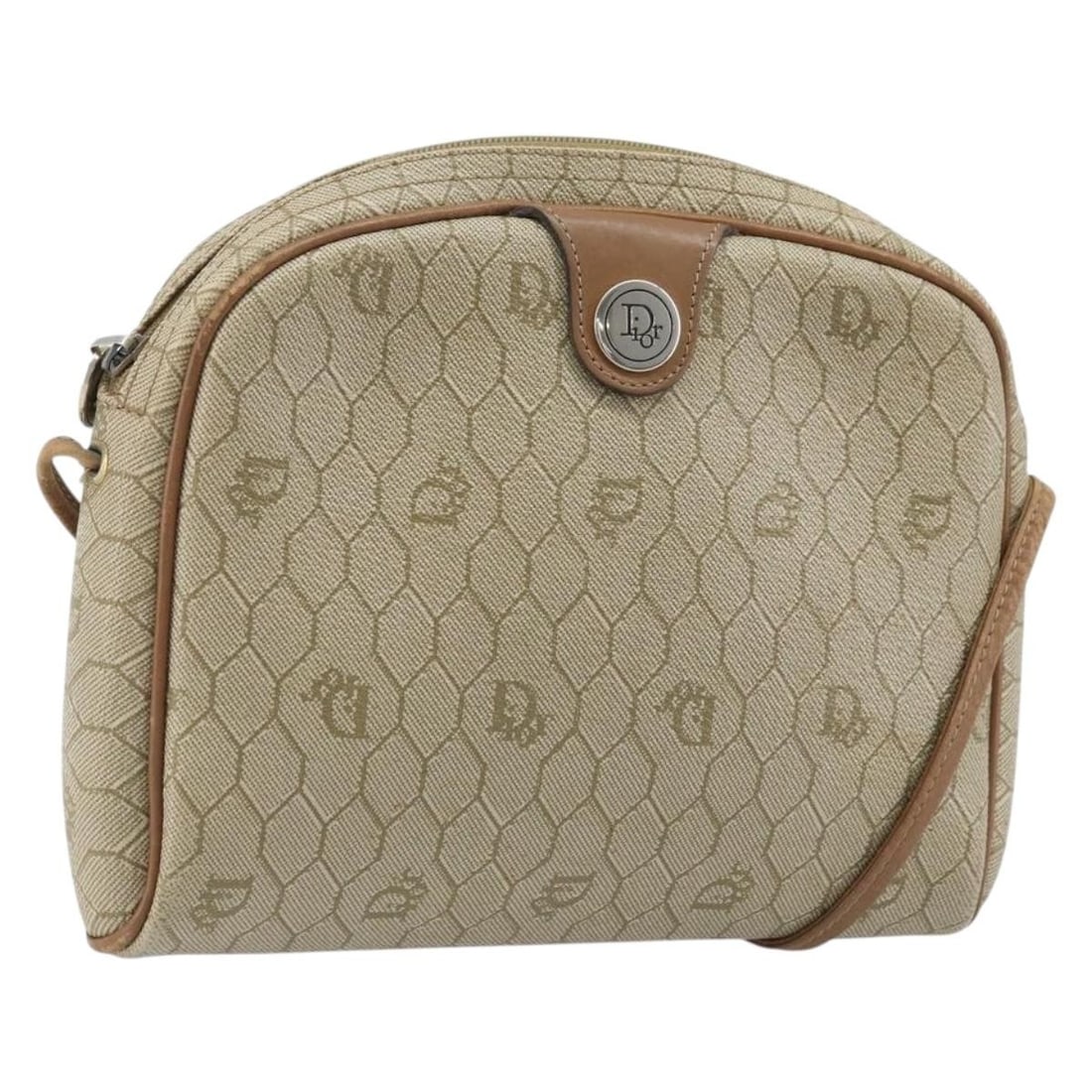 Christian Dior Beige Honeycomb PVC Shoulder Purse Silver Hardware France: Christian Dior Beige Honeycomb PVC Shoulder Purse Silver Hardware France This Christian Dior shoulder bag features a beige and silver honeycomb canvas with PVC leather accents. Designed for women, it 