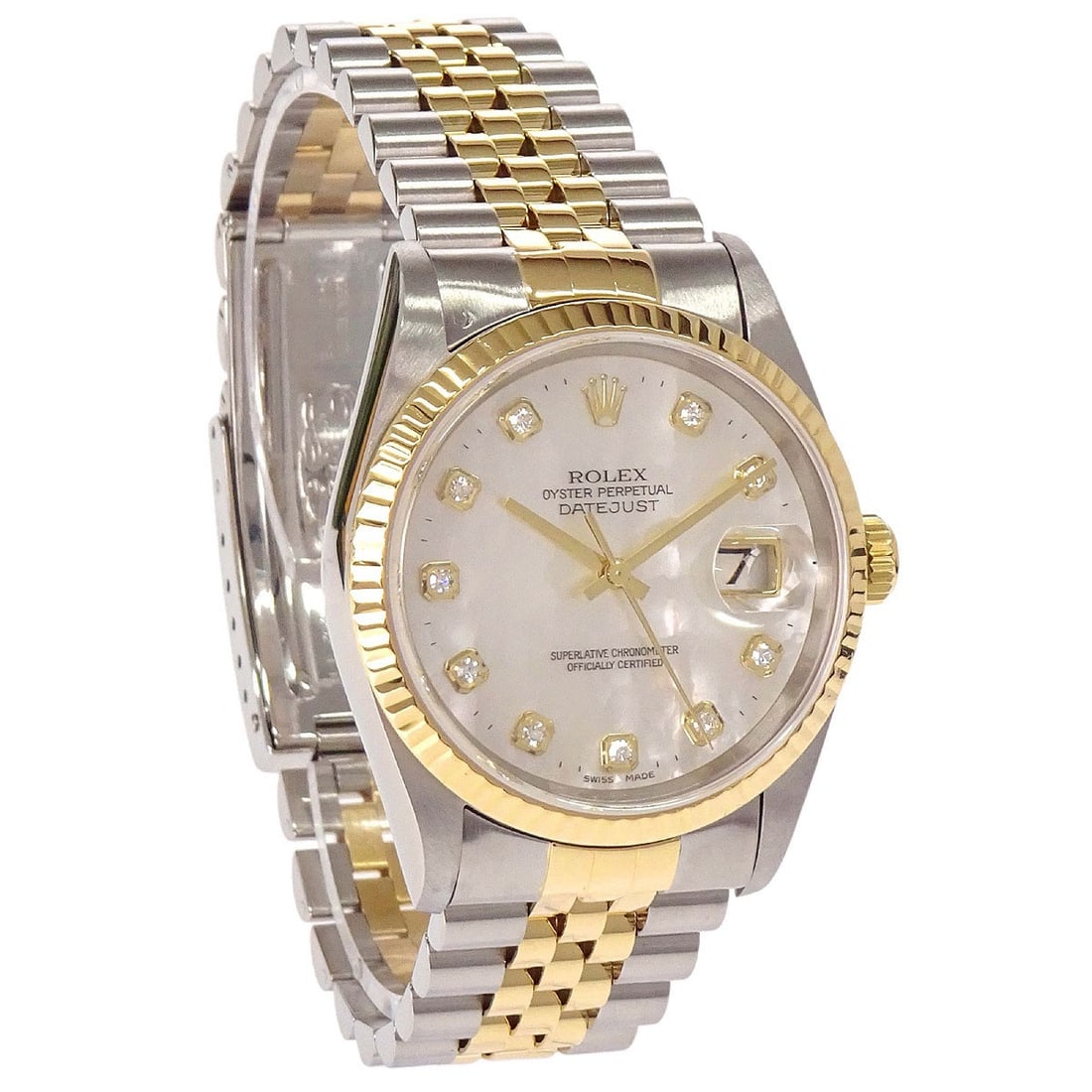 Rolex Datejust Ref.16233G 36mm automatic wristwatch in steel and 18K gold: Rolex Datejust Ref.16233G 36mm automatic wristwatch in steel and 18K gold Rolex Oyster Perpetual Datejust Ref. 16233G is a men's self-winding wristwatch with an analog display and classic two-tone des